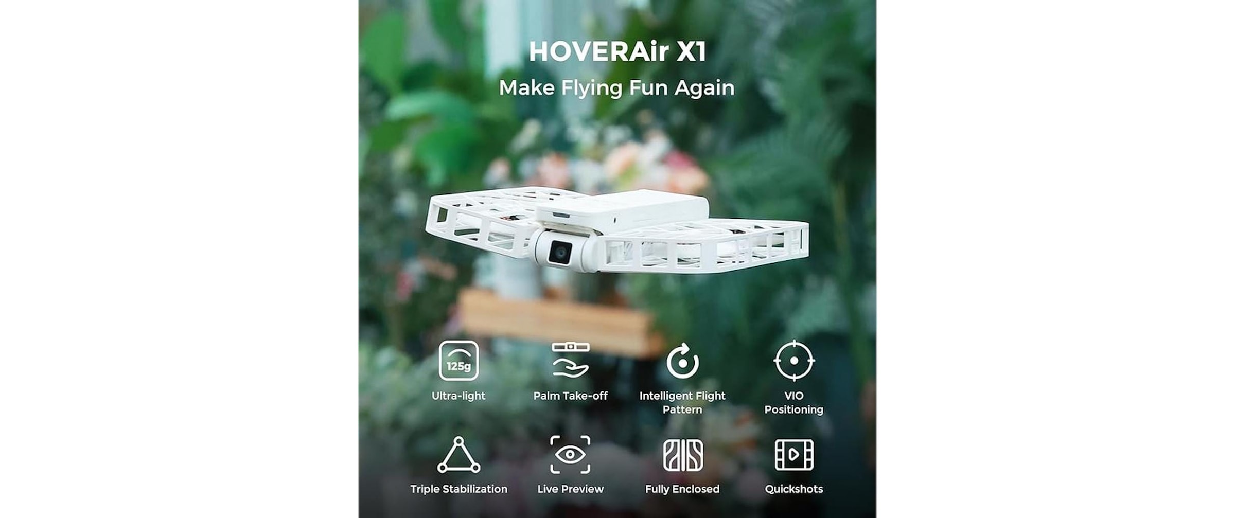 Drohne »HOVERAir HoverAir X1 Combo RTF (C0)«, Bedienung: App, Frequenzbereich: 2.4/5.8 GHz