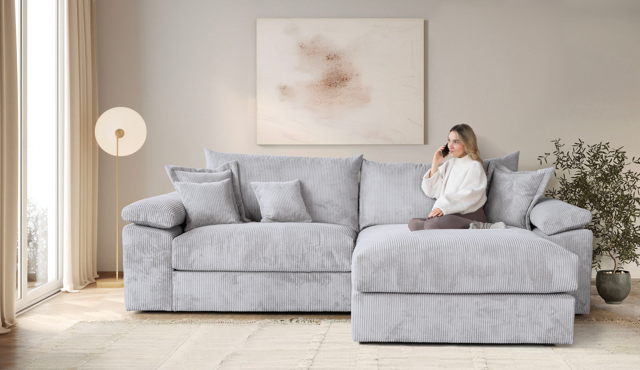 Home affaire Ecksofa »Soft&Cosy XXL L-Form - Breite 303 cm«, Mega-Sofa, in Cord, Federkern-Polsterung