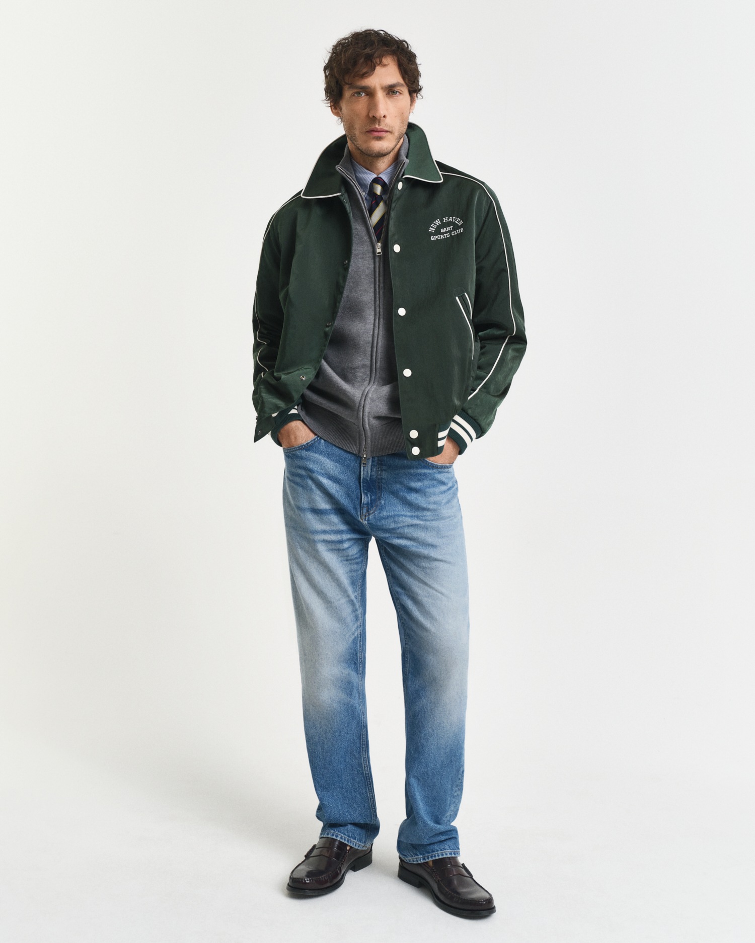 Gant Cardigan »CASUAL COTTON ZIP CARDIGAN«, Mit Rippbündchen an Stehkragen, Ärmeln und Saum