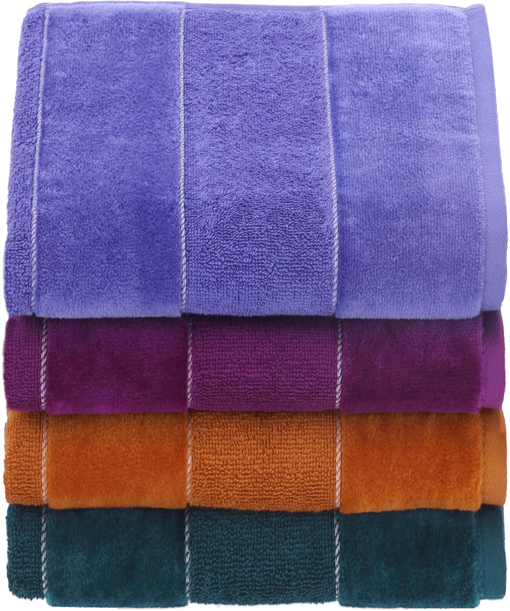 Vossen Badetuch »Santiago«, (1 St., Badetuch 67 x 140 cm), mit eleganten Veloursstreifen und Kordelbiesen