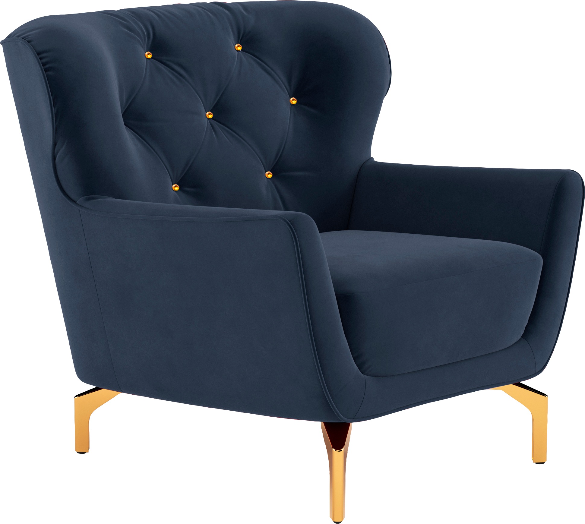 sit&more Sessel »Orient 3«, inkl. 1 Zierkissen mit Strass-Stein, goldfarbene Metallfüsse