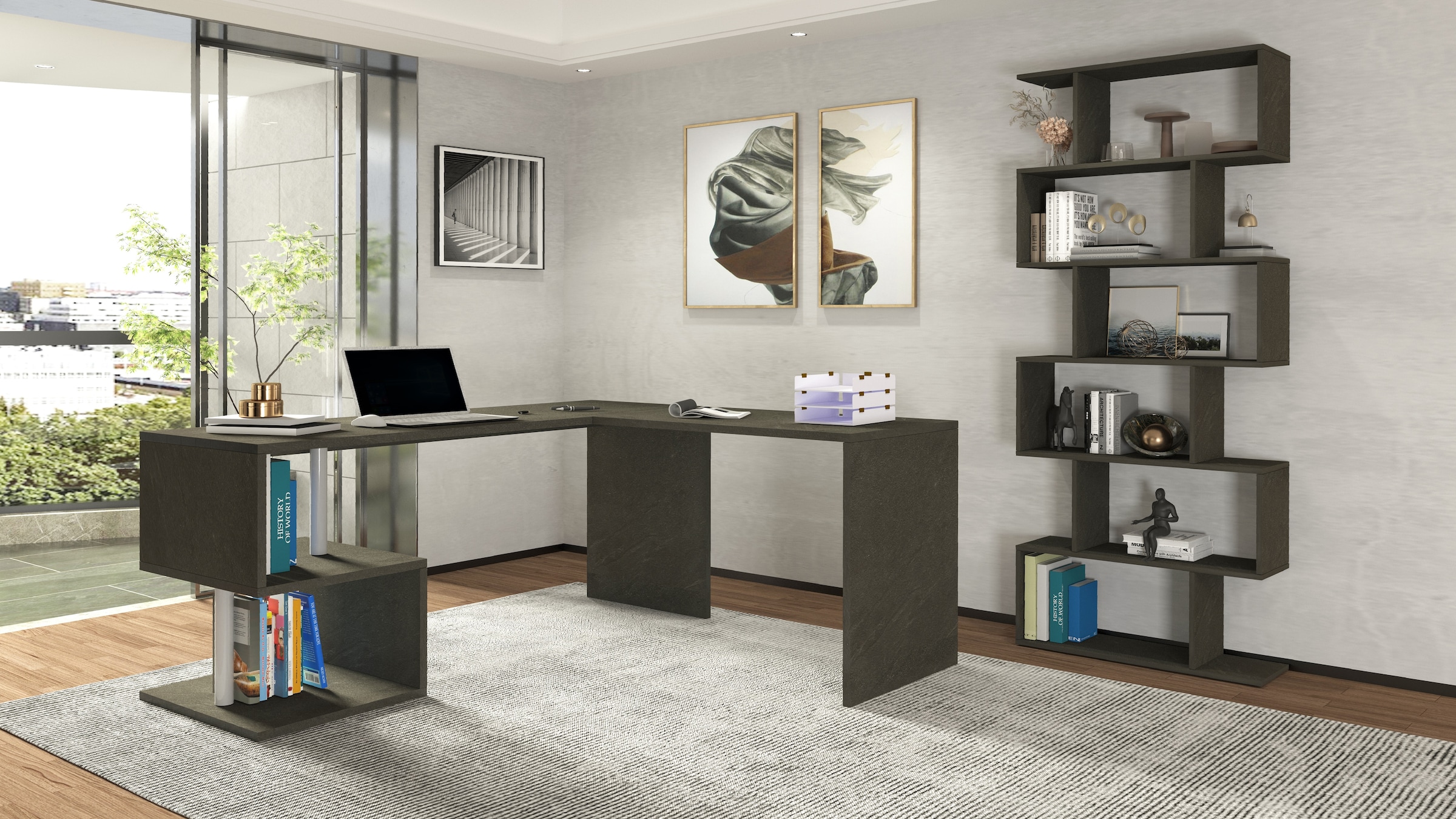 INOSIGN Eckschreibtisch »Esse, Schreibtisch im modernen Design«, mit oder ohne Monitoraufsatz Breite 180/160 cm, "Made in Italy"