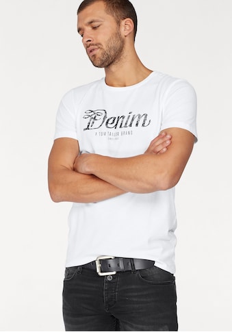 TOM TAILOR Denim Rundhalsshirt, mit Markendruck in used Optik kaufen
