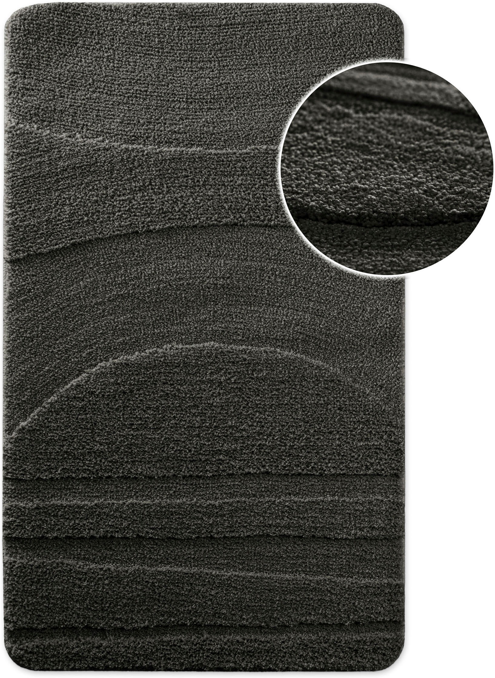 Wecon home "Marc" Höhe 25 mm rutschhemmend beschichtet schnell trocknend Badteppich, Hoch-Tief-Linien, weich, rutschhemmend, waschbar, getuftet