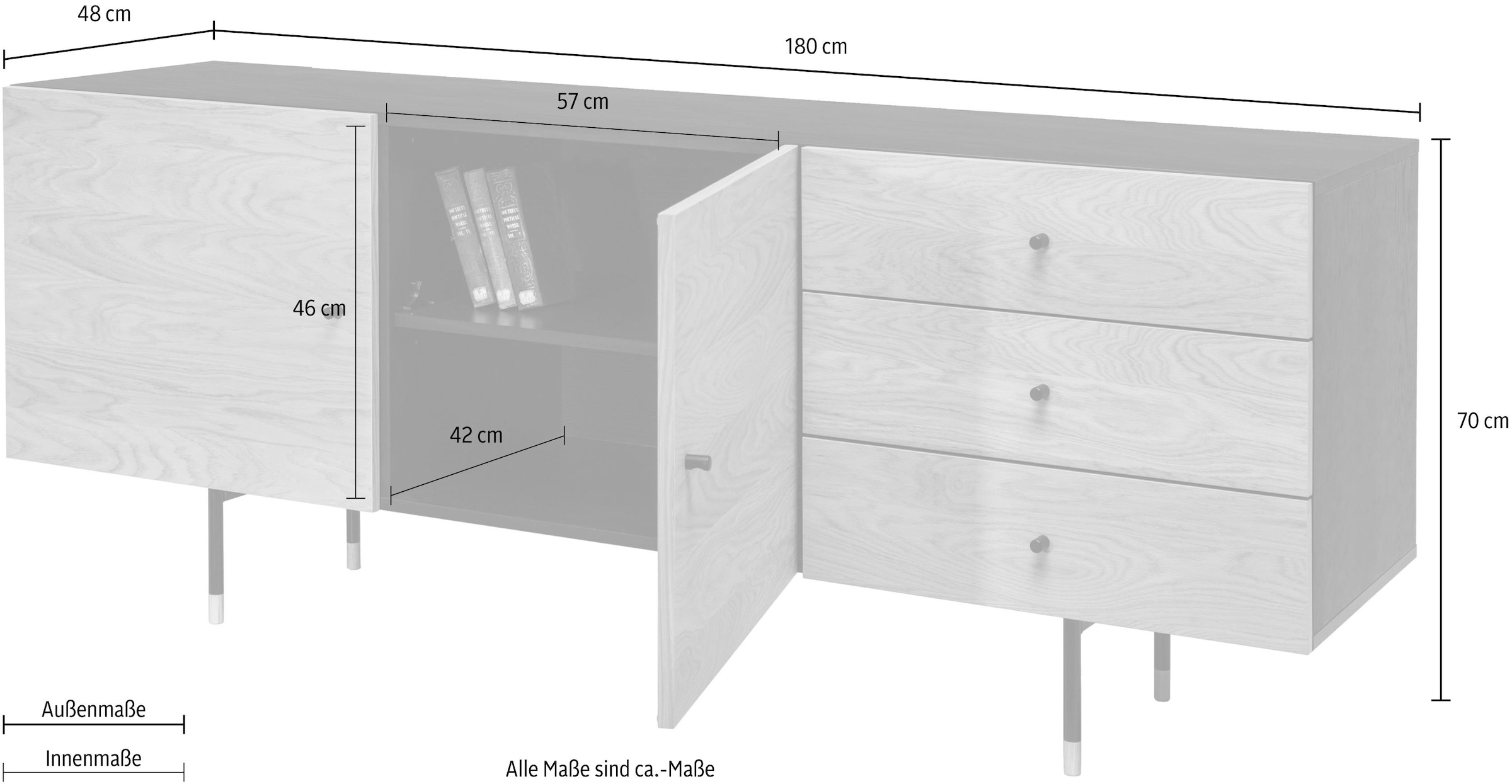 Woodman Sideboard »Jugend Kommode«, mit Soft-Close-Funktion, Breite 180 cm, FSC®