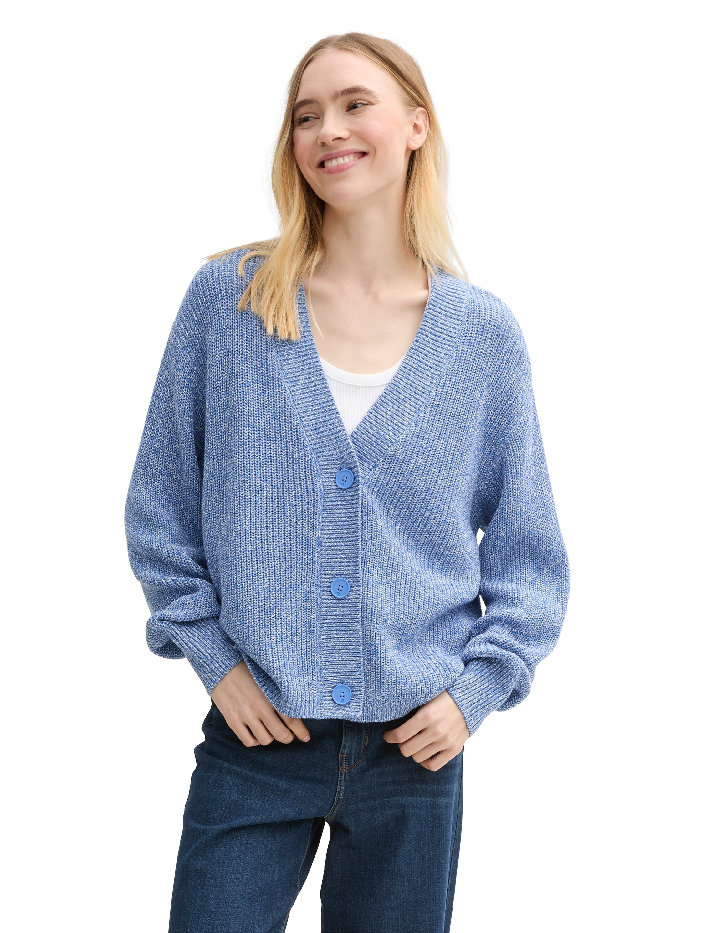 TOM TAILOR Denim Cardigan, mit Strickstruktur und Knopfleiste