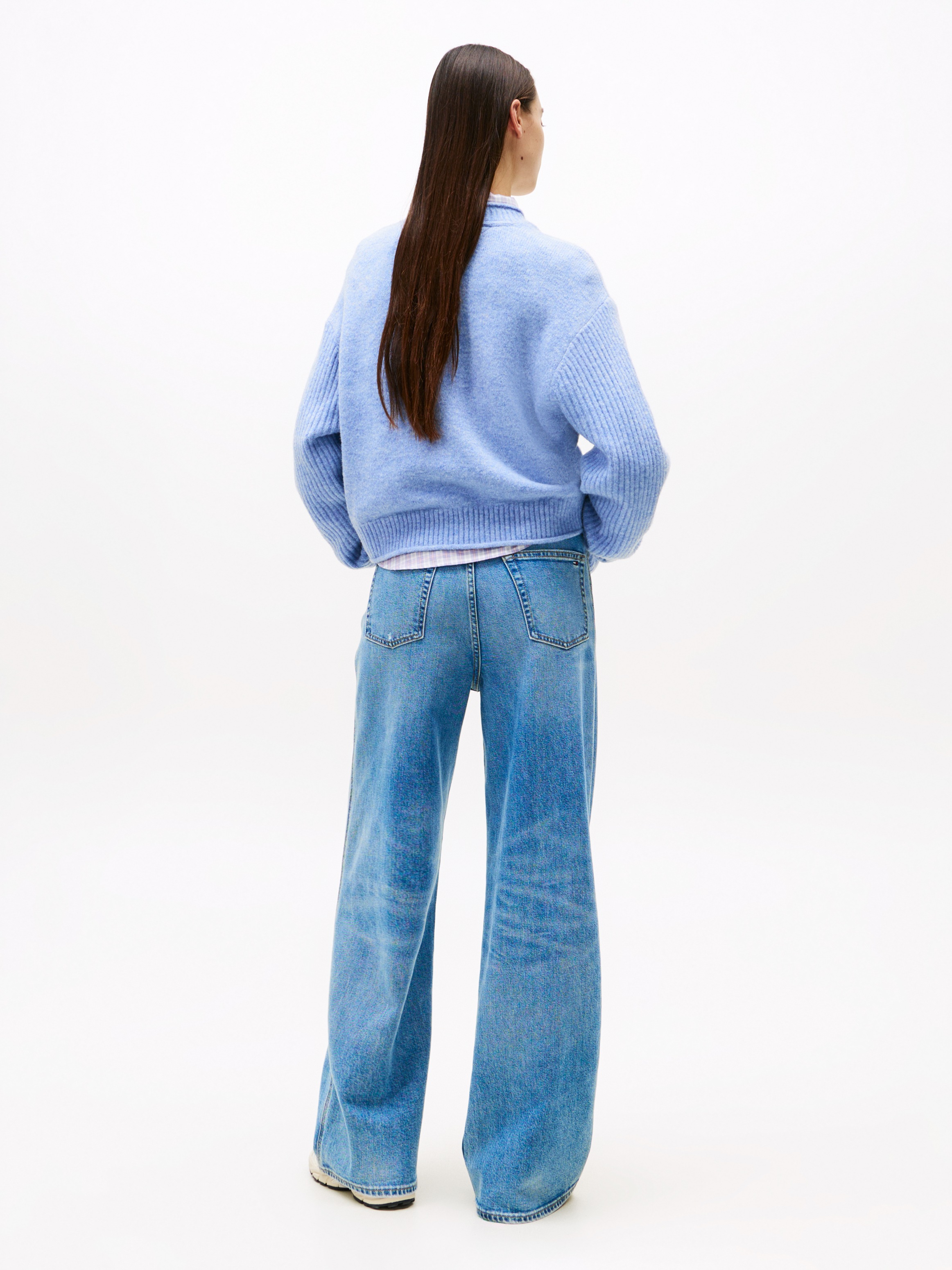 Tommy Jeans Strickpullover »TJW MELANGE FLAG SWEATER RIB EXT«, in gerippter Struktur