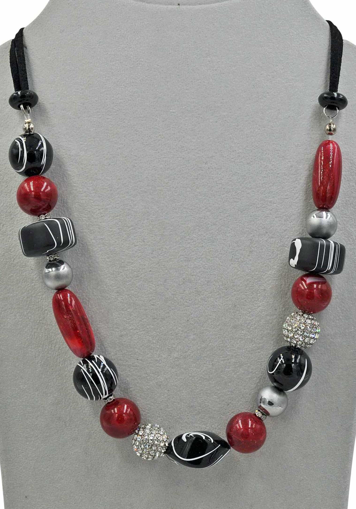 Firetti Collier "teilweise mehrreihig, rot, schwarz" Made in Germany - mit Hämatit, Glasstein