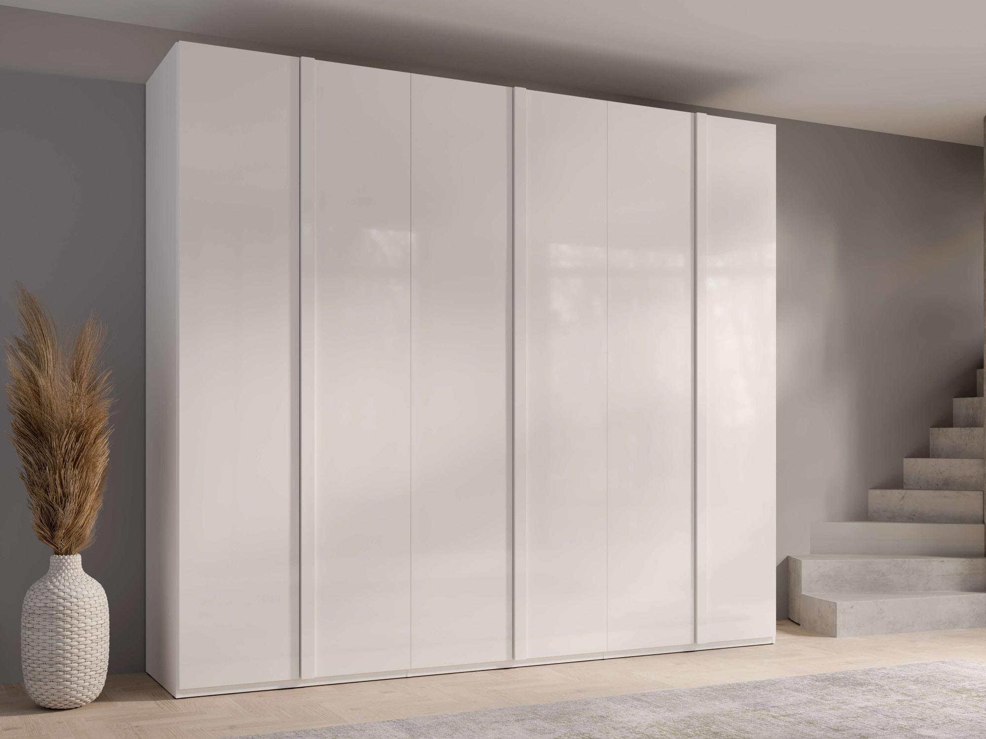 Home affaire Kleiderschrank »Kleiderschrank Malissa mit Regalen und Kleiderstangen« Garderobe mit 6 Hochglanz-Drehtüren, BxTxH 270x59x237 cm