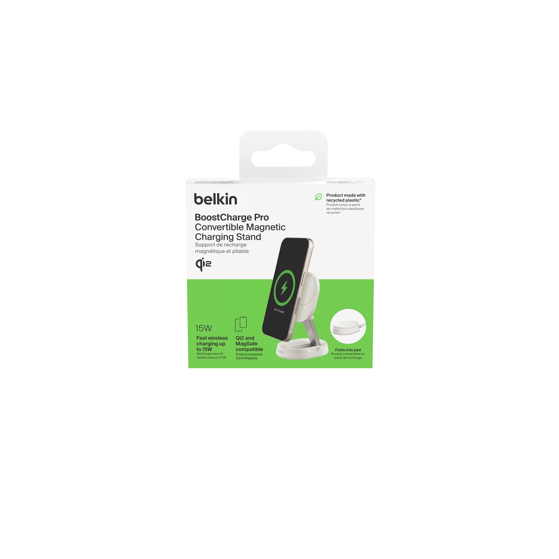 Belkin Wireless Charger »BOOST CHARGE PRO Qi2 15W magnetische Ladestation«, inkl. 20 Watt USB-C Netzteil für iPhone Serie 15/14/13/12
