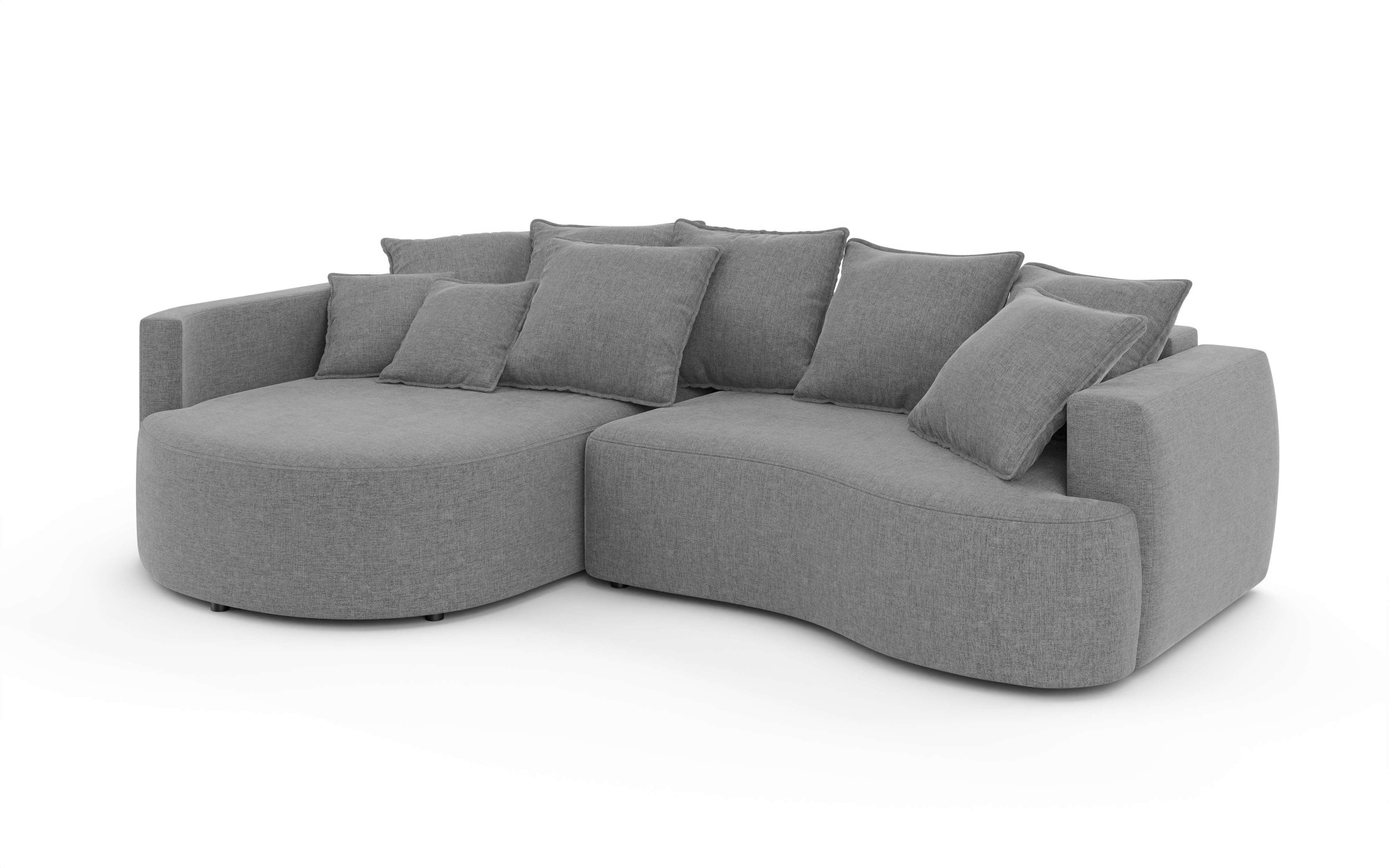 INOSIGN Ecksofa »Kahekili, Schlafsofa mit Bettkasten, Masse B/T/H: 255/181/90/ cm«, L-Form mit Wellenunterfederung, 7 Rückenkissen und 2 Zierkissen
