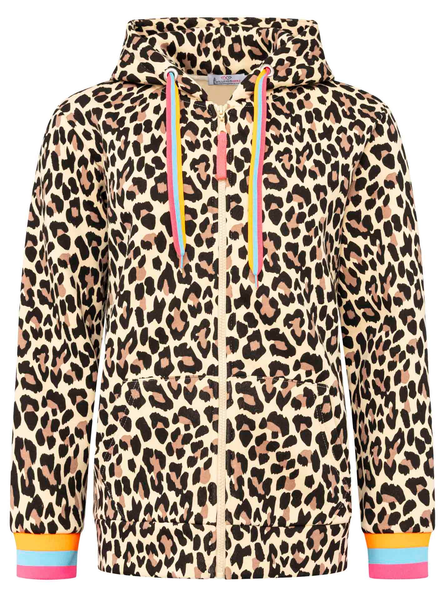 Zwillingsherz Kapuzensweatjacke »"Leo Neon Kante"«, neonfarbenen Bündchen und Zugbändern, mit Reissverschluss