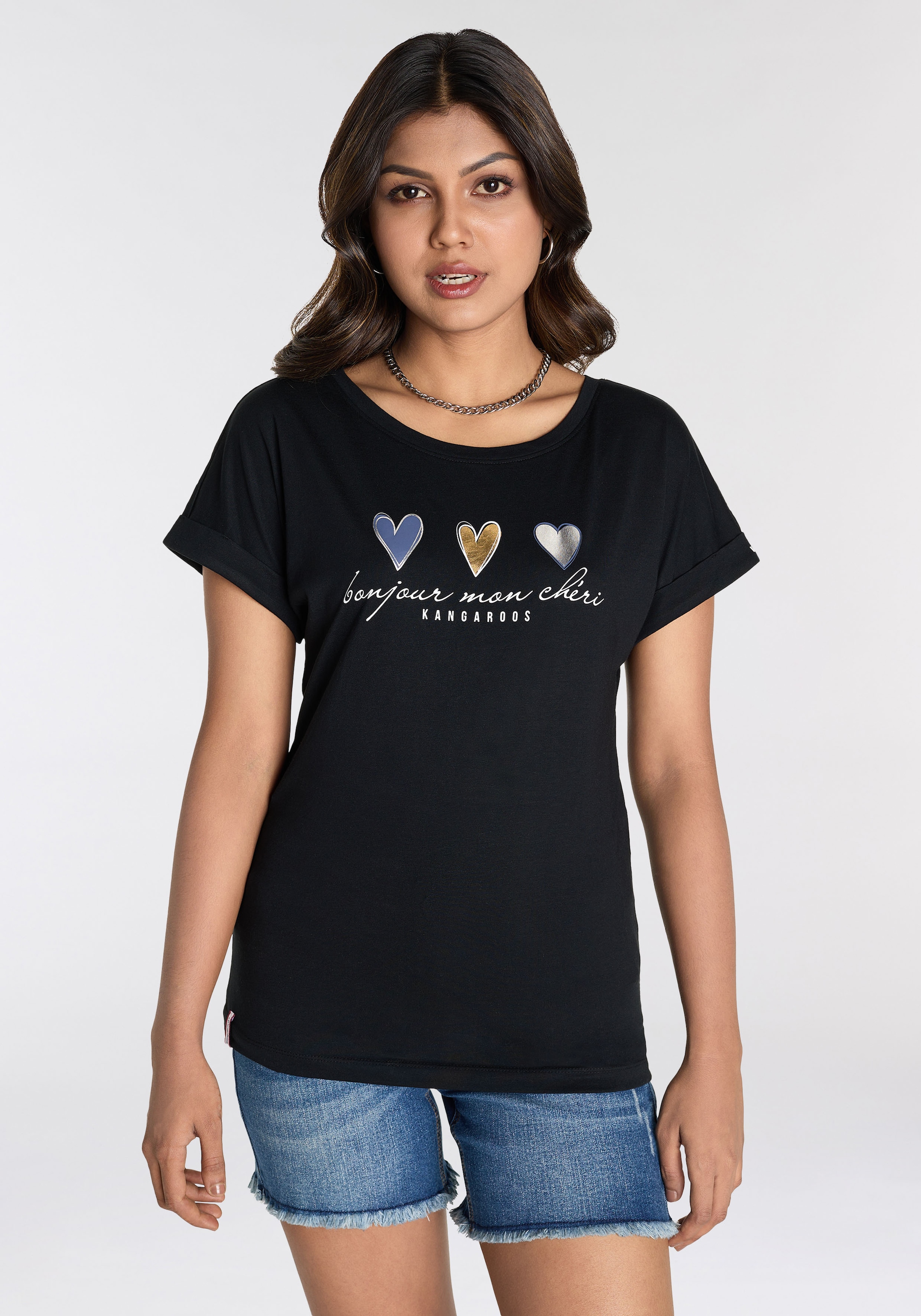 KangaROOS Kurzarmshirt, mit süssen Herz-Logodruck