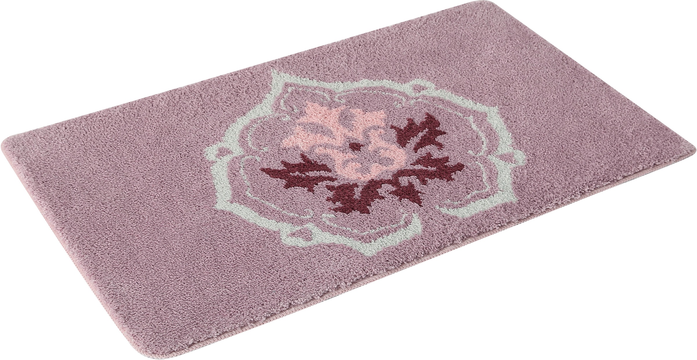 Home affaire Badematte »Cremona«, rutschhemmend beschichtet, fussbodenheizungsgeeignet-strapazierfähig-schnell trocknend, Blumen-Muster, Badteppich, Badematten auch als 3 teiliges Set & rund