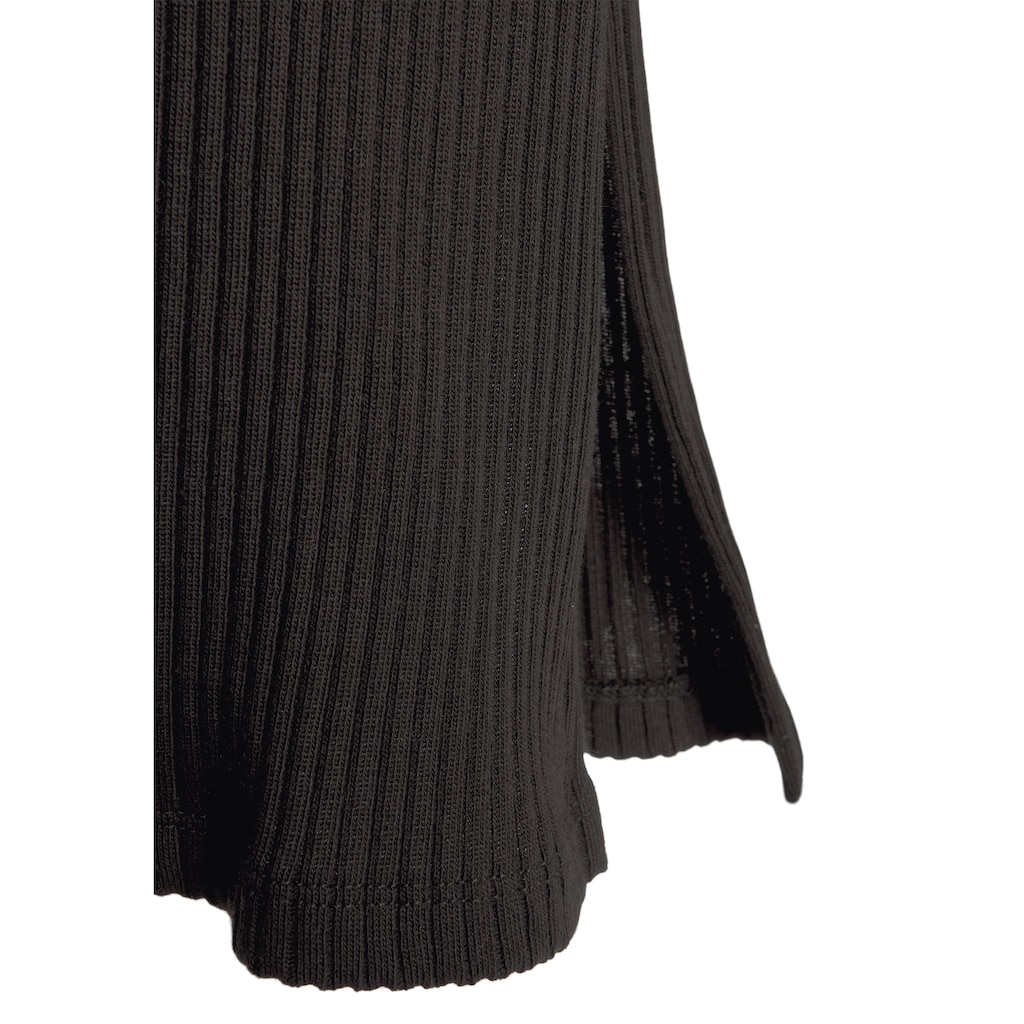 LASCANA Shirtkleid, mit gerippter Struktur und Schlitz, Sommerkleid aus Baumwolle, Basic