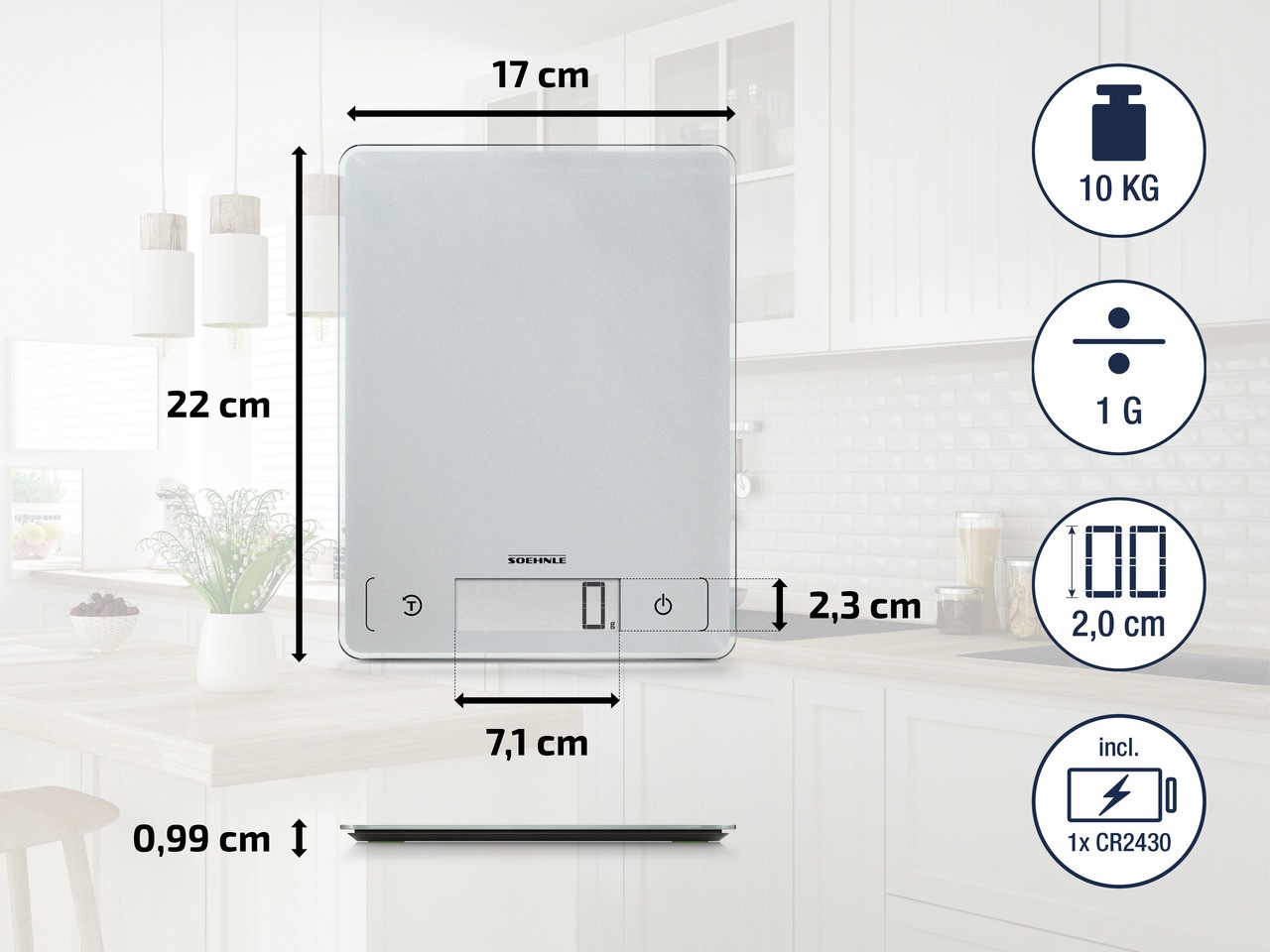 Soehnle Küchenwaage »Page Comfort 300 Slim«, LCD-Anzeige