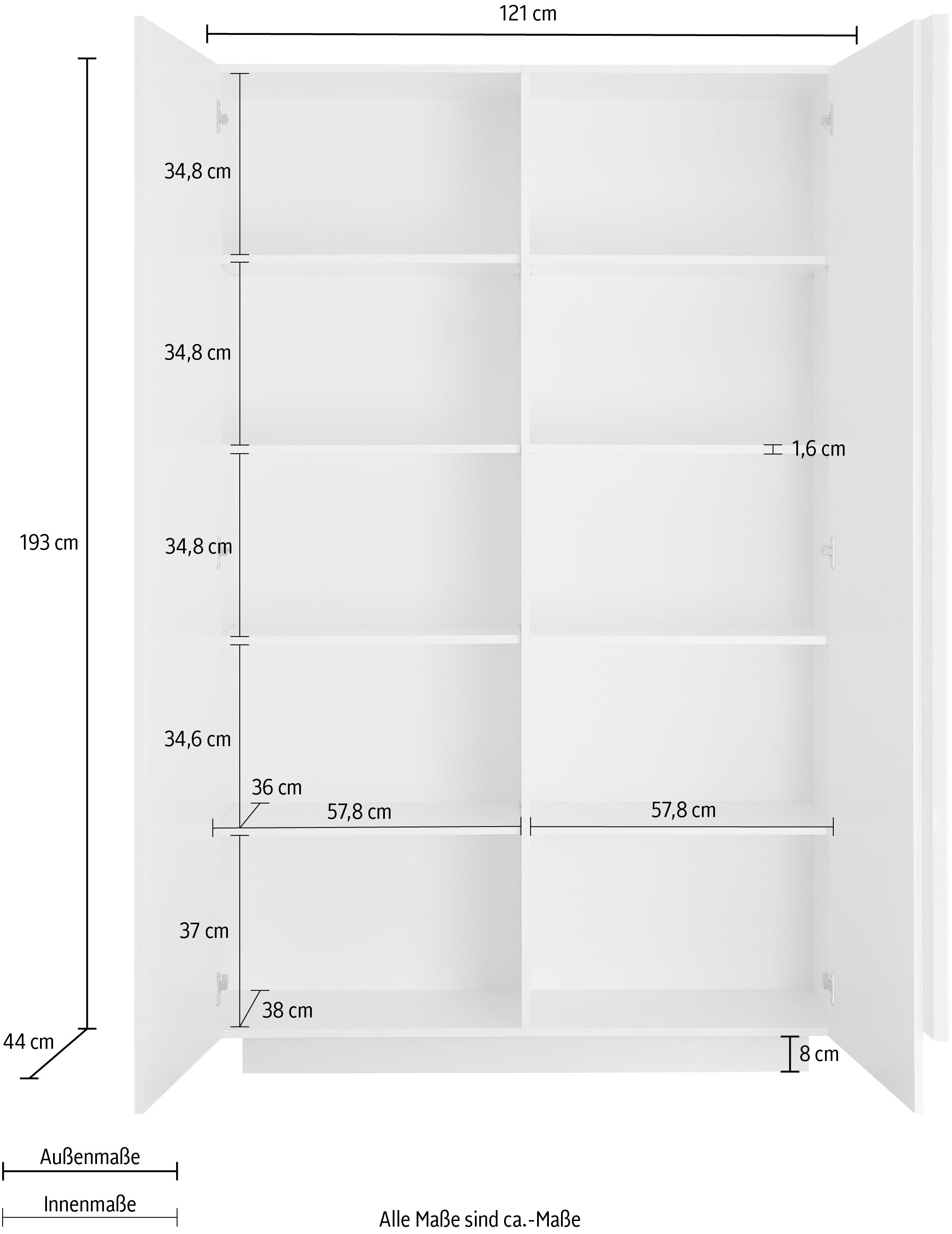 INOSIGN Mehrzweckschrank »Jupiter, Höhe 193 cm, Stauraumschrank 2 Türen - Soft Closing,«, Highboard, moderne Griffblende, FSC®, cleveres Stauraumkonzept