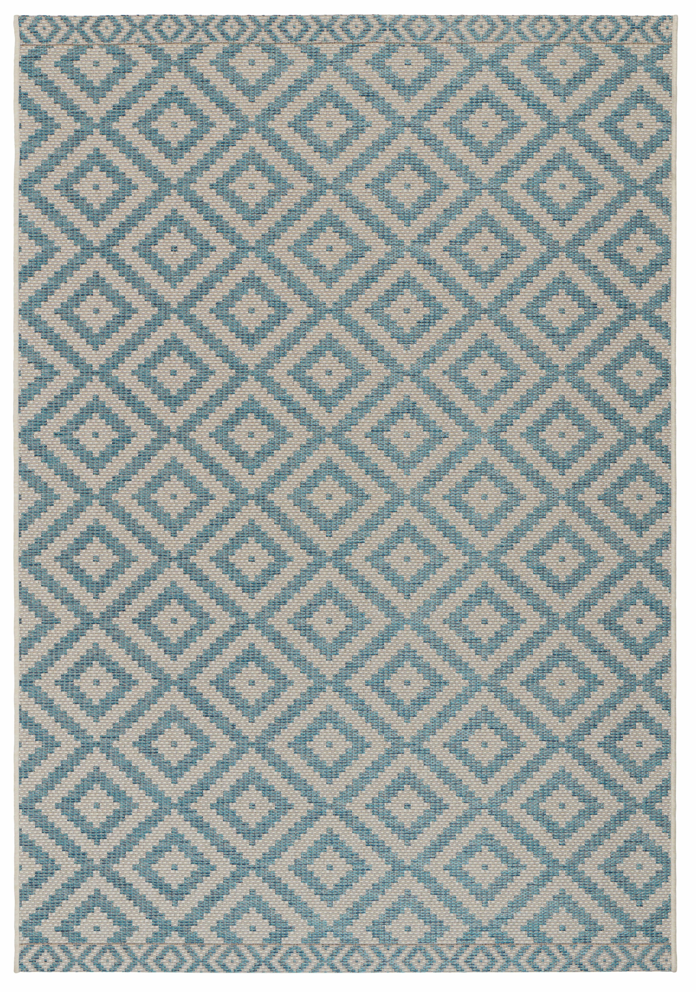 freundin Home Collection Teppich »Summer«, rechteckig, 4 mm Höhe, In-und Outdoor geeignet, Rauten Design, Pflegeleicht, Flachgewebe