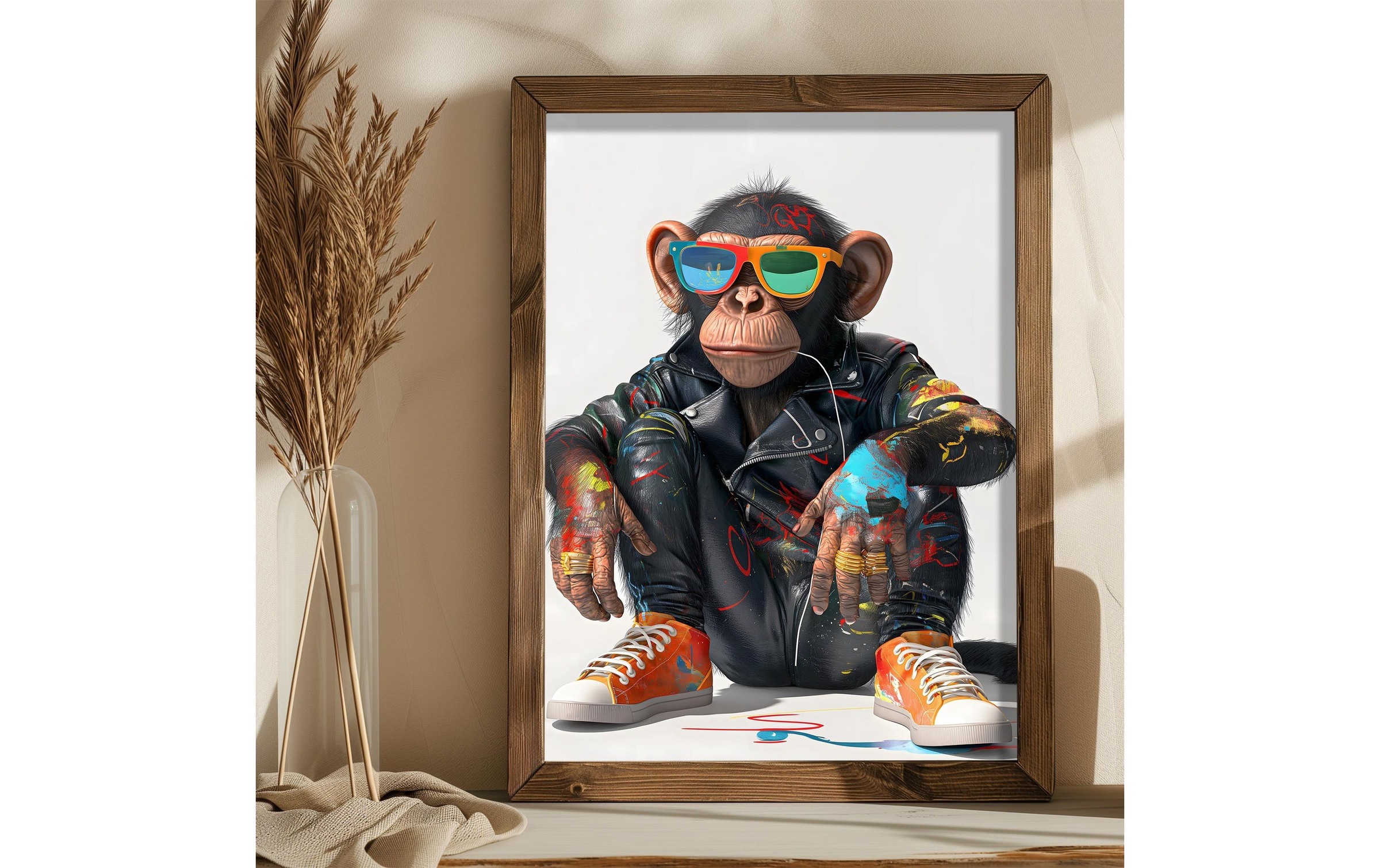 Wandbild »Wallxpert Schimpanse mit Brille«, Affen