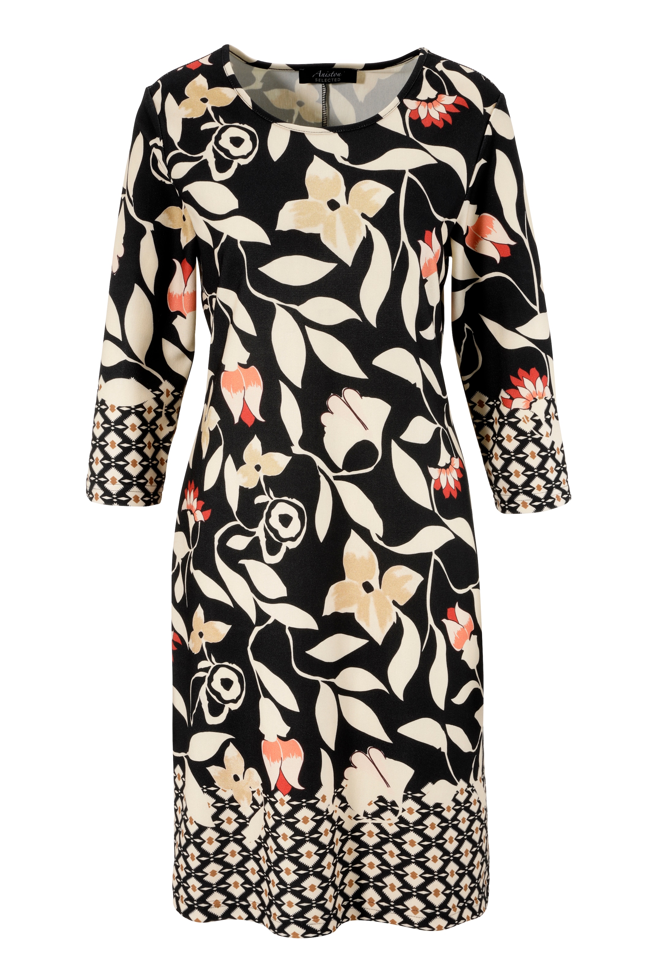 online mit kaufen | Jerseykleid, Aniston SELECTED Bordüren Jelmoli-Versand gemusterten