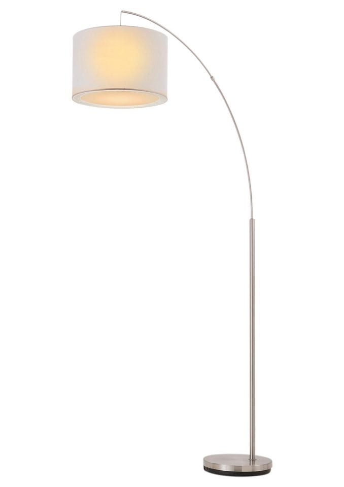 Brilliant Bogenlampe »Clarie«, 1 flammig, Leuchtmittel E27 | ohne Leuchtmittel, 1,8m Höhe, E27 max. 60W, Stoffschirm, Metall/Textil