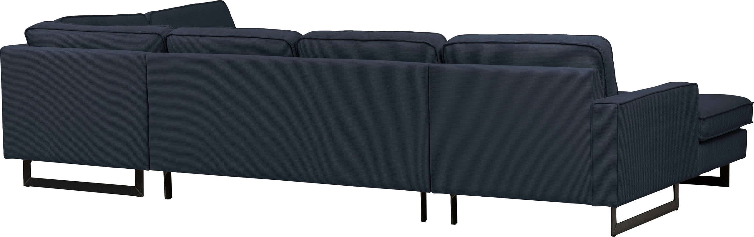 Places of Style Wohnlandschaft »Pinto, 350 cm, U-Form, XXL, mit Ottomanen«, Cord, Chenille, Lederoptik, mit Keder, Metallfüsse, Wellenunterfederung