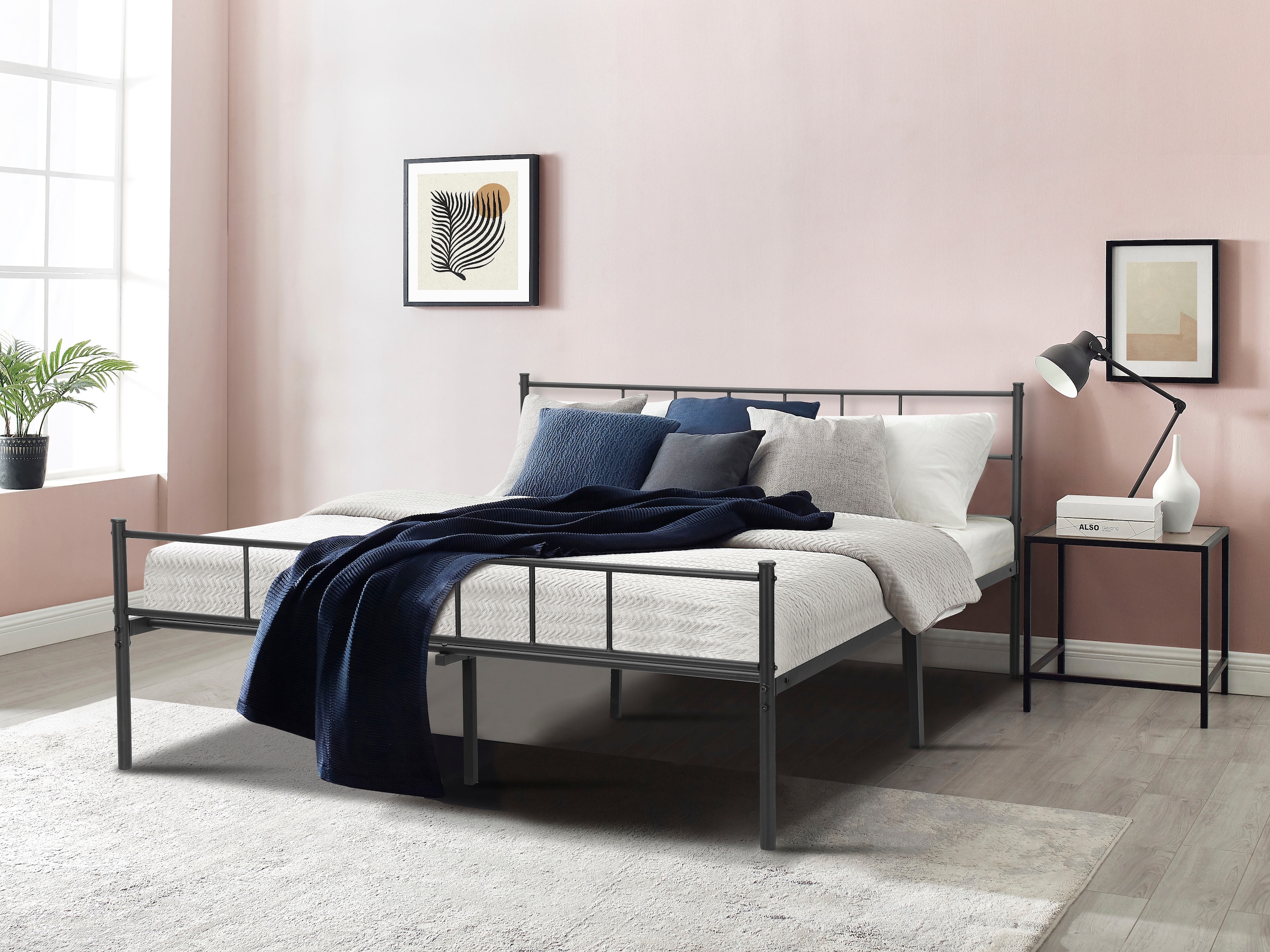INOSIGN Metallbett »Amrum Bett Bettgestell Bettrahmen Einzelbett Doppelbett Stahlbett«, (2m Länge und in 4 Breiten wählbar - 90, 140, 160, 180 cm), Schlafzimmerbett inkl. 26 Lattenroste zum Schutz der Matratze