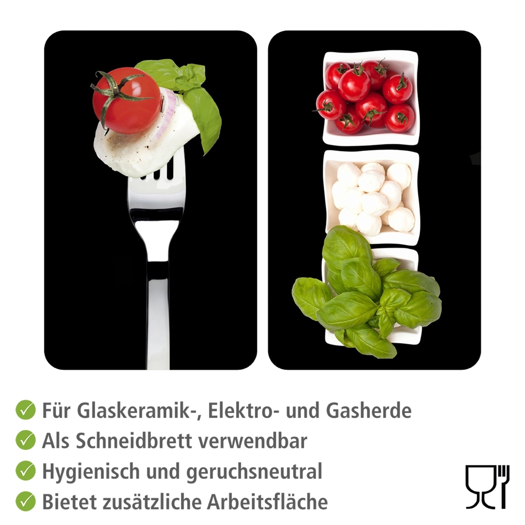 WENKO Herd-Abdeckplatte »Universal Modell Caprese«, (Set, 2 tlg.), Herdabdeckung für alle Herdarten, kratzfest, mit rutschfesten Füssen