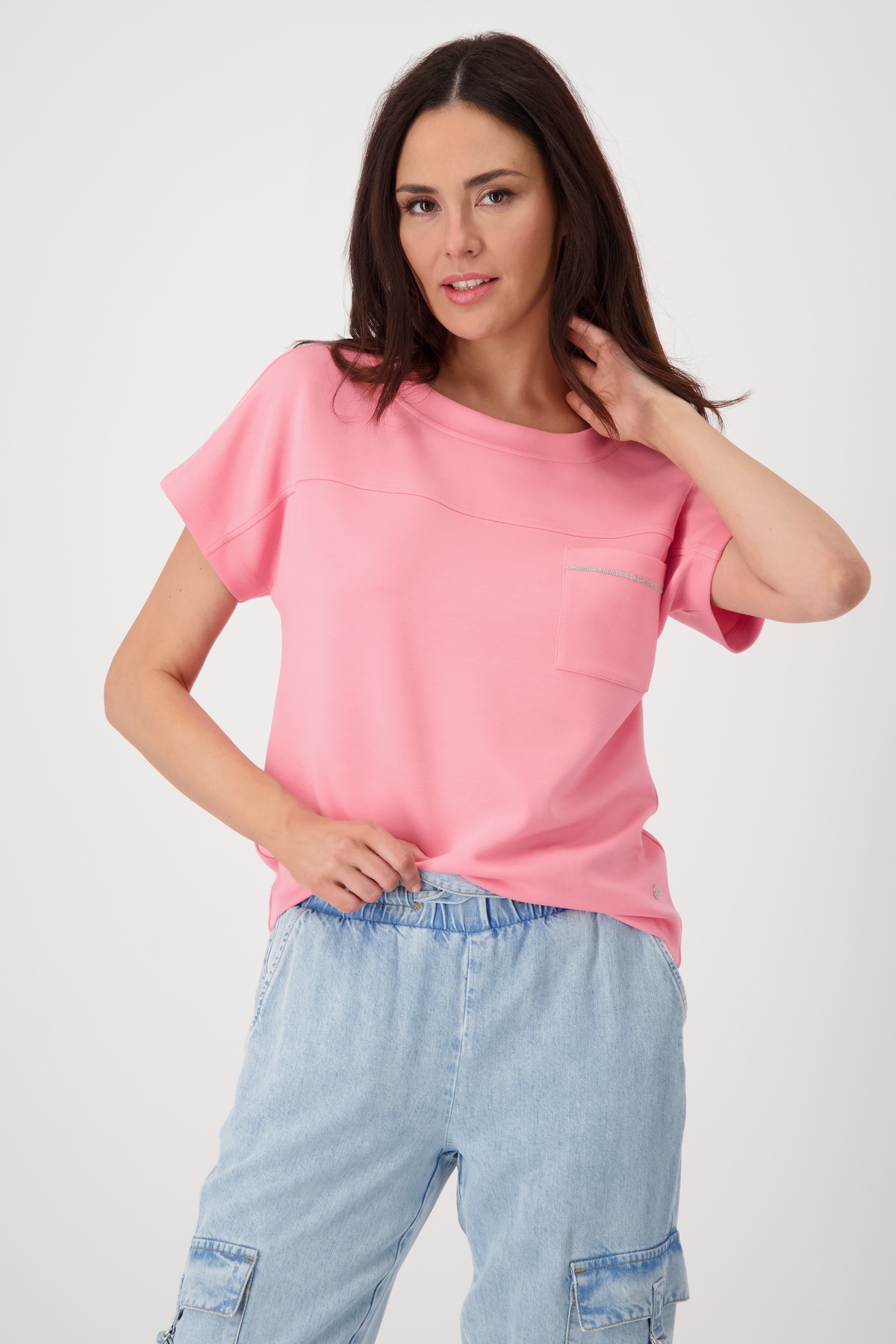Monari Sweatshirt »Sweatshirt Basic Kette«, mit Glitzertasche