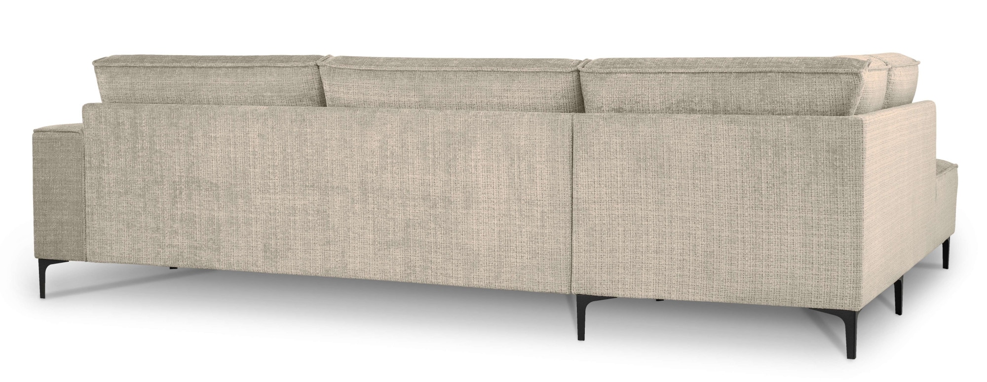 Places of Style Ecksofa »Polsterecke Oland, Struktur, Flachgewebe, Luxus-Microfaser, Boucle«, L-Form, 289 cm, Wellenunterfederung, Skandi-Design, Metallfüsse