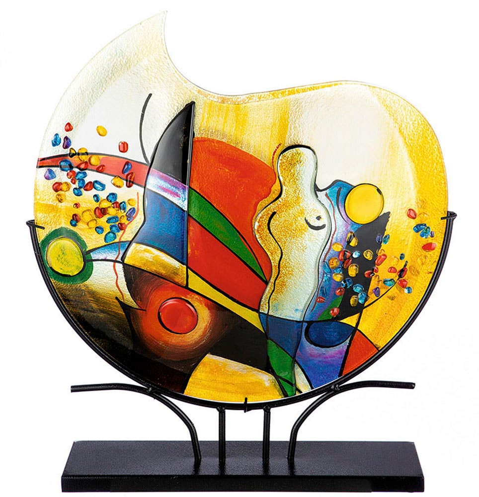 Casablanca by Gilde Tischvase »Silhouette, Dekovase«, (1 St.), Vase aus Glas, mit schwarzem Metallfuss, Höhe ca. 53 cm
