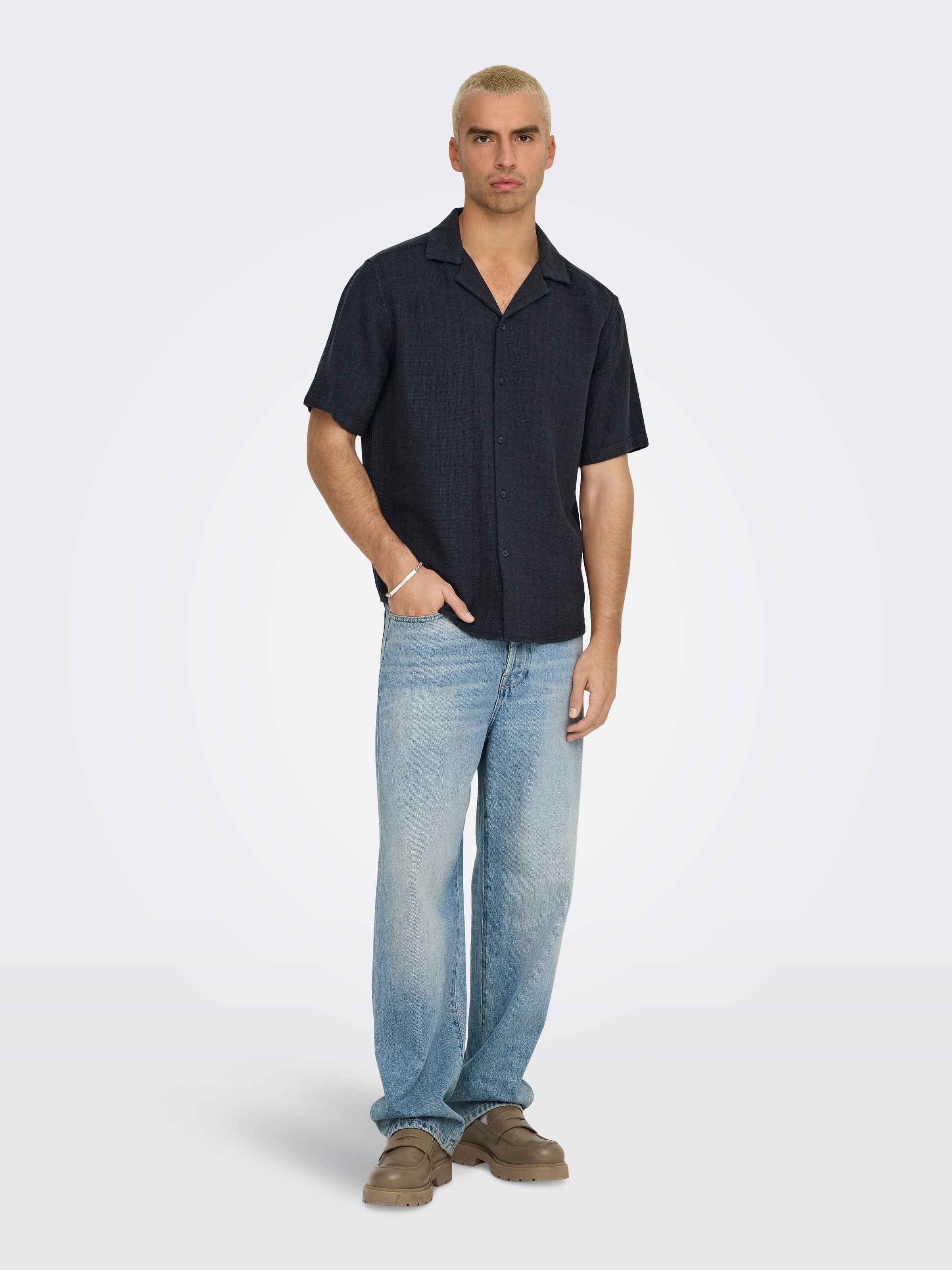 ONLY & SONS Kurzarmhemd »ONSLATHAM RLXSS RESORT LINEN STRUC 0257«