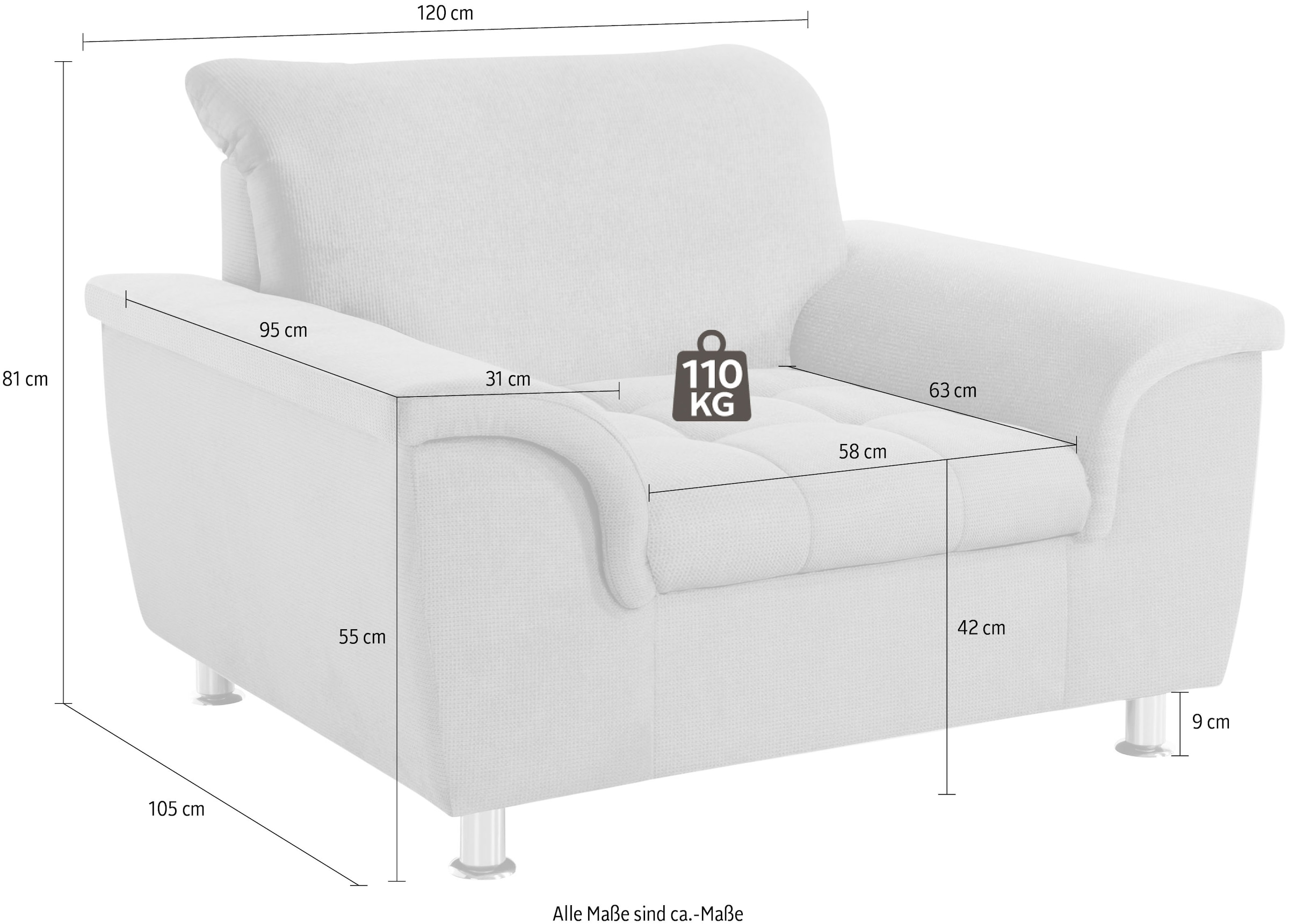 DOMO collection Sessel »Franzi«, wahlweise mit Kopfteilverstellung