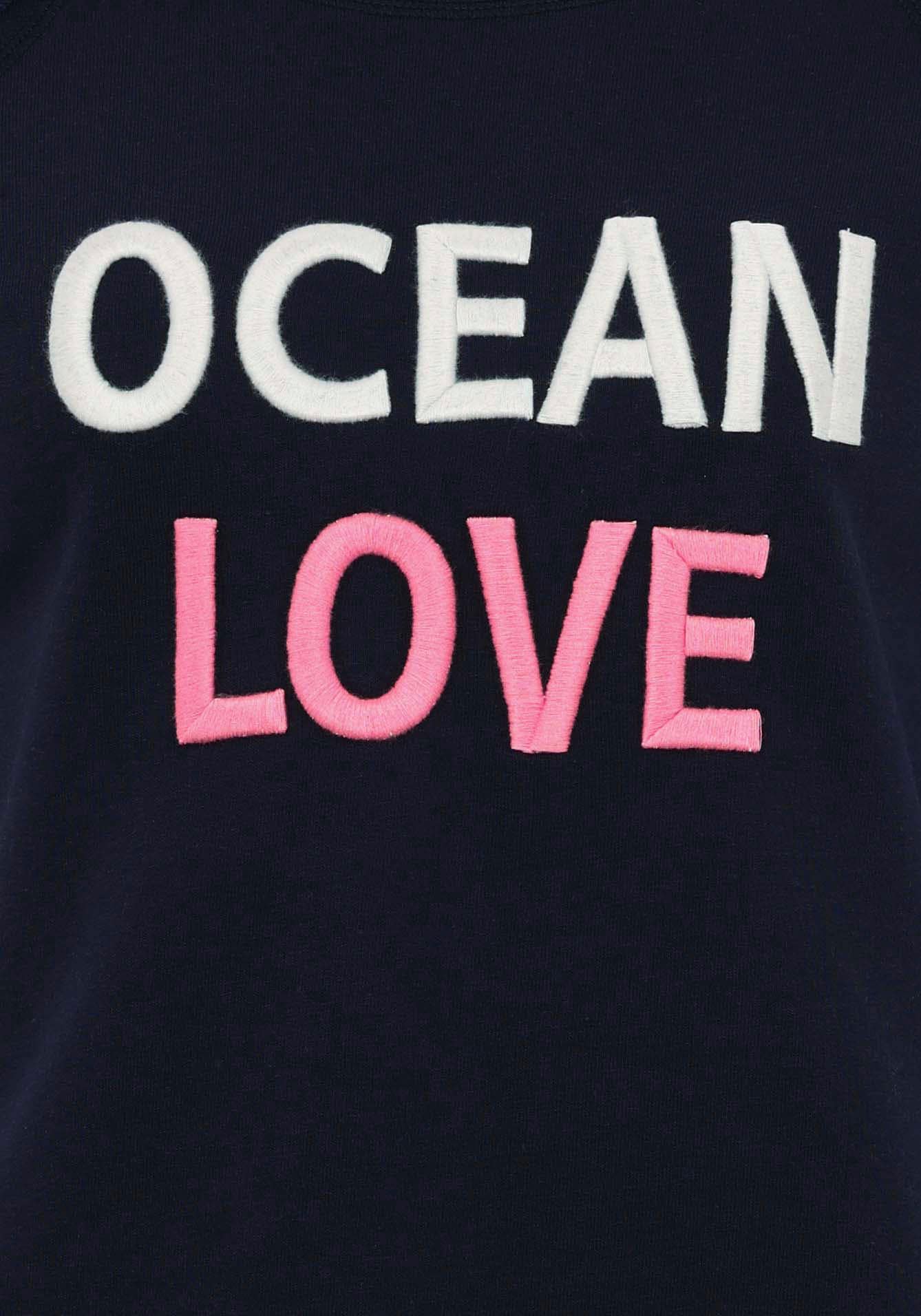 Zwillingsherz Langarmshirt, mit "Ocean Love"-Aufdruck und Used-Look