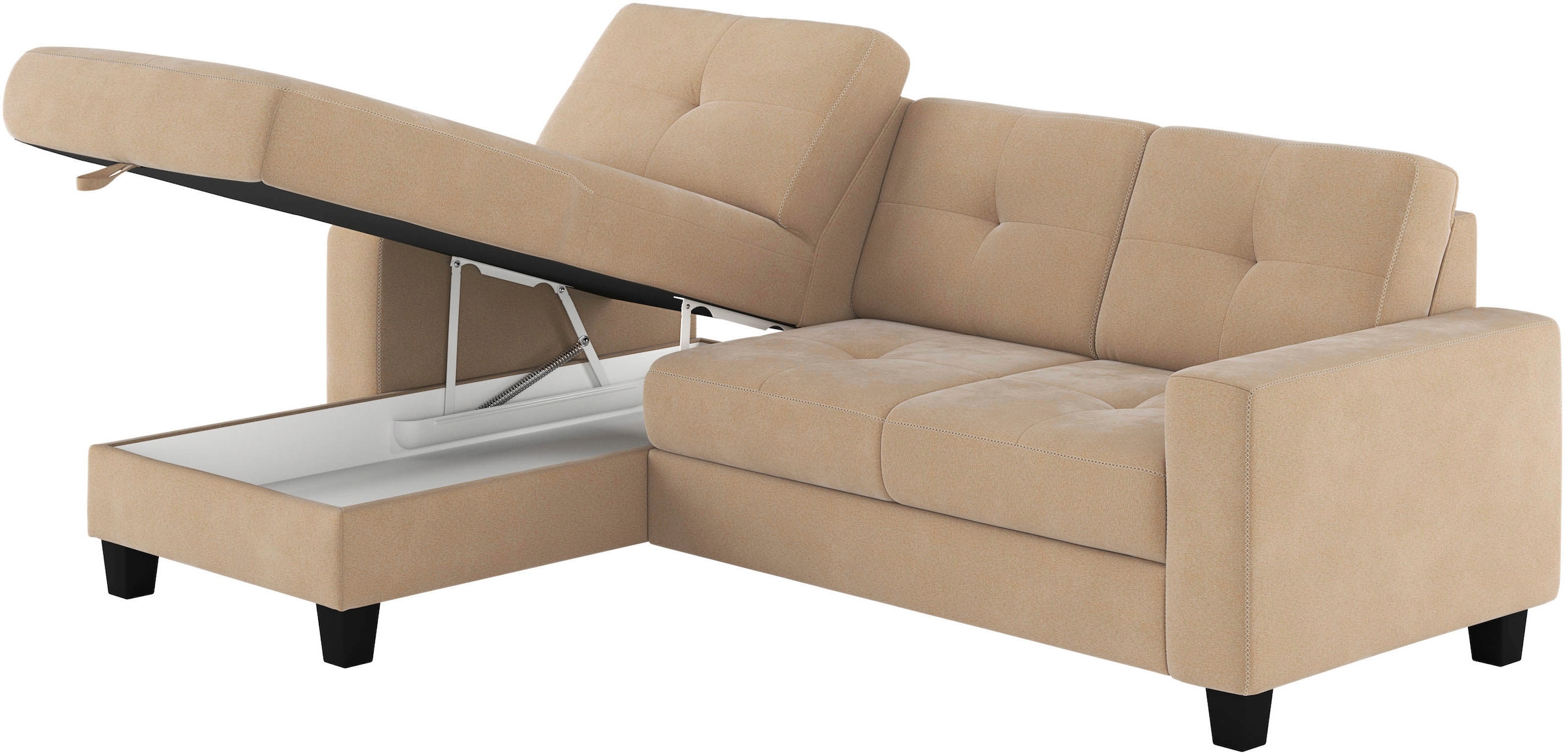 Places of Style Ecksofa »Varese«, wahlweise mit Bettfunktion und Bettkasten