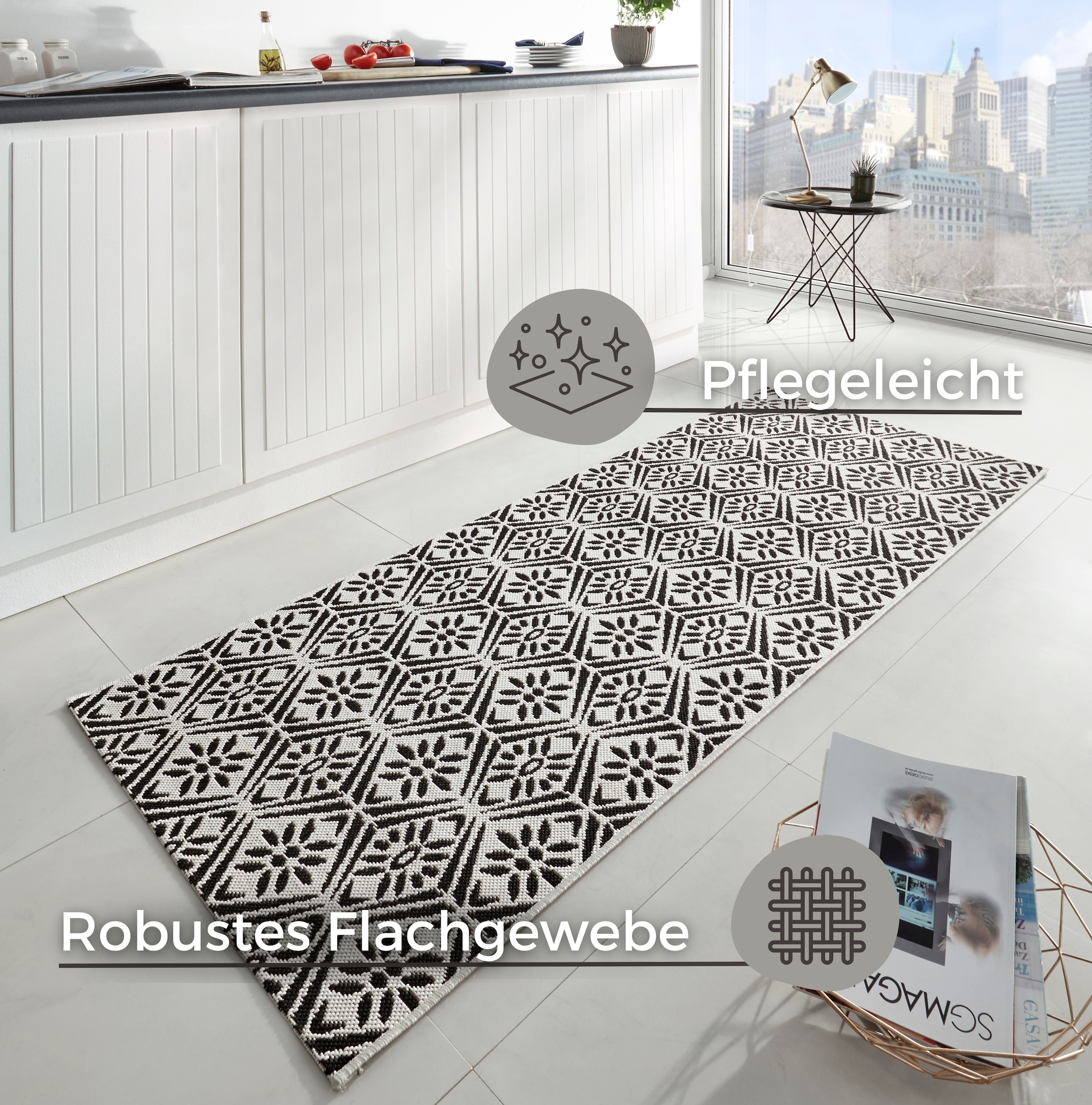 HANSE Home Läufer »Creation«, rechteckig, 8 mm Höhe, Teppichläufer, Küchenläufer, Teppich, Waschbar, Küche, Flur, Rauten
