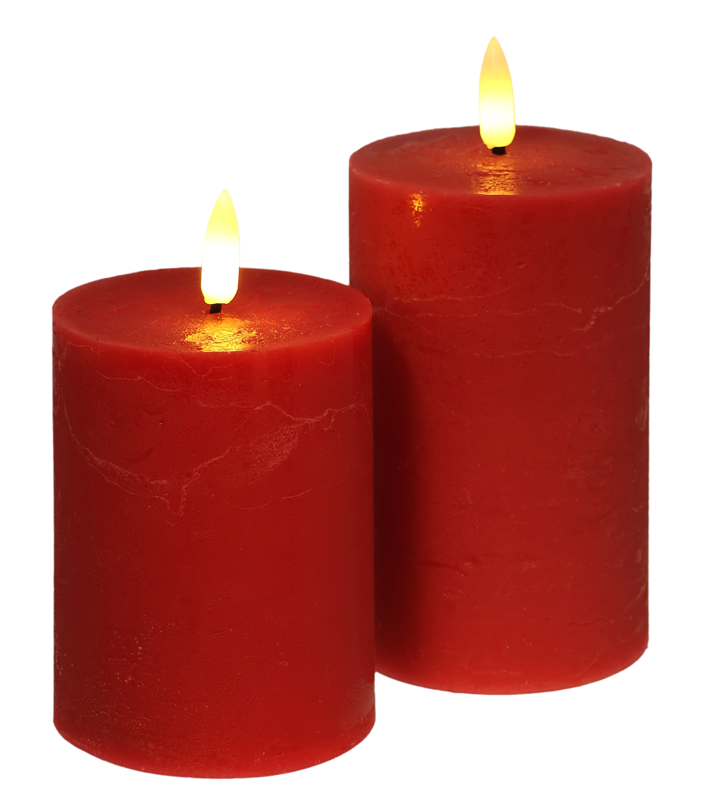 I.GE.A. LED-Kerze »LED Echtwachskerze 2er Set«, Mit Timer Flackernd Stumpenkerze Adventskerzen Adventskranz