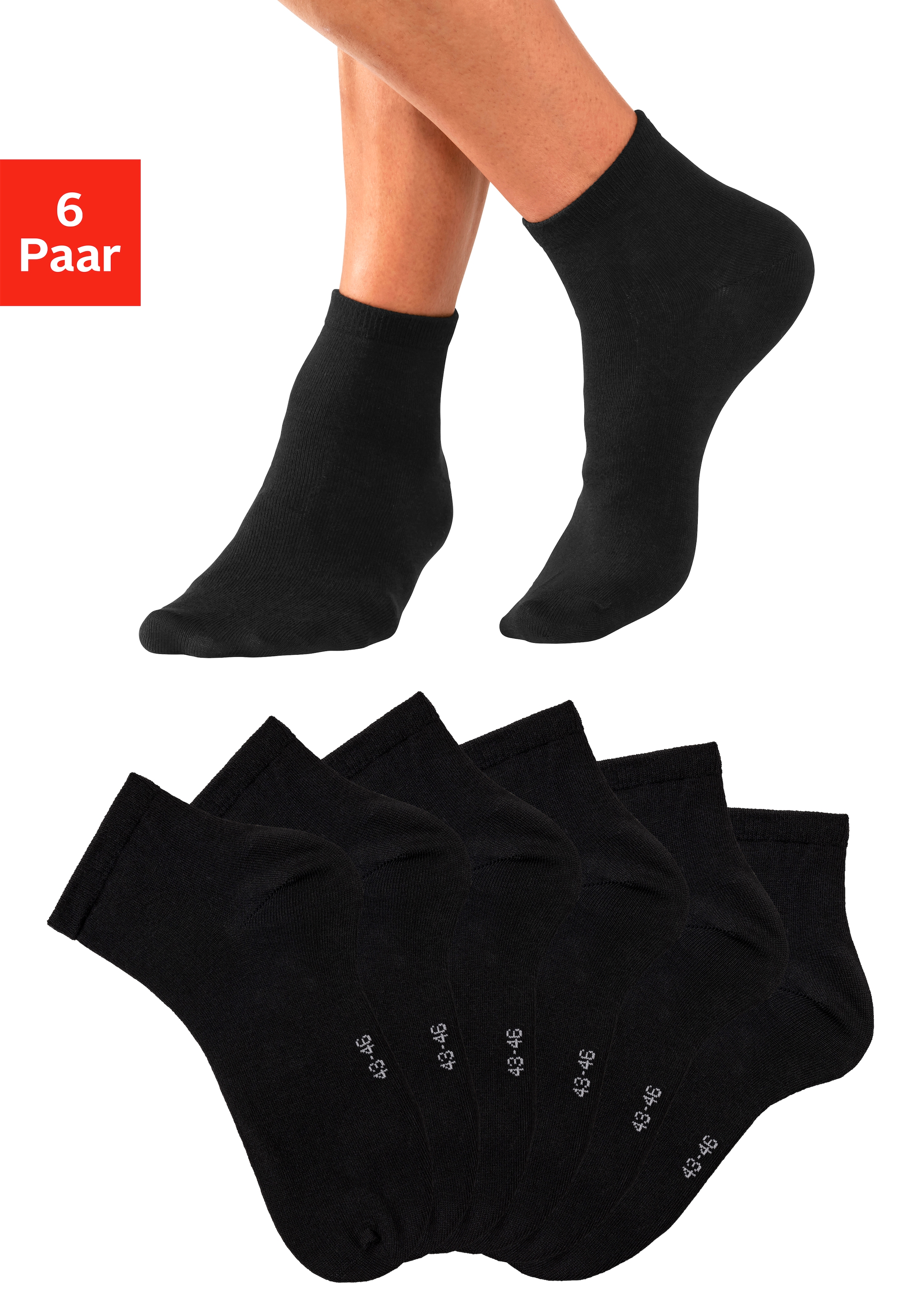 Kurzsocken, (Packung, 6 Paar), mit eingestricktem Markenlogo im Bündchen