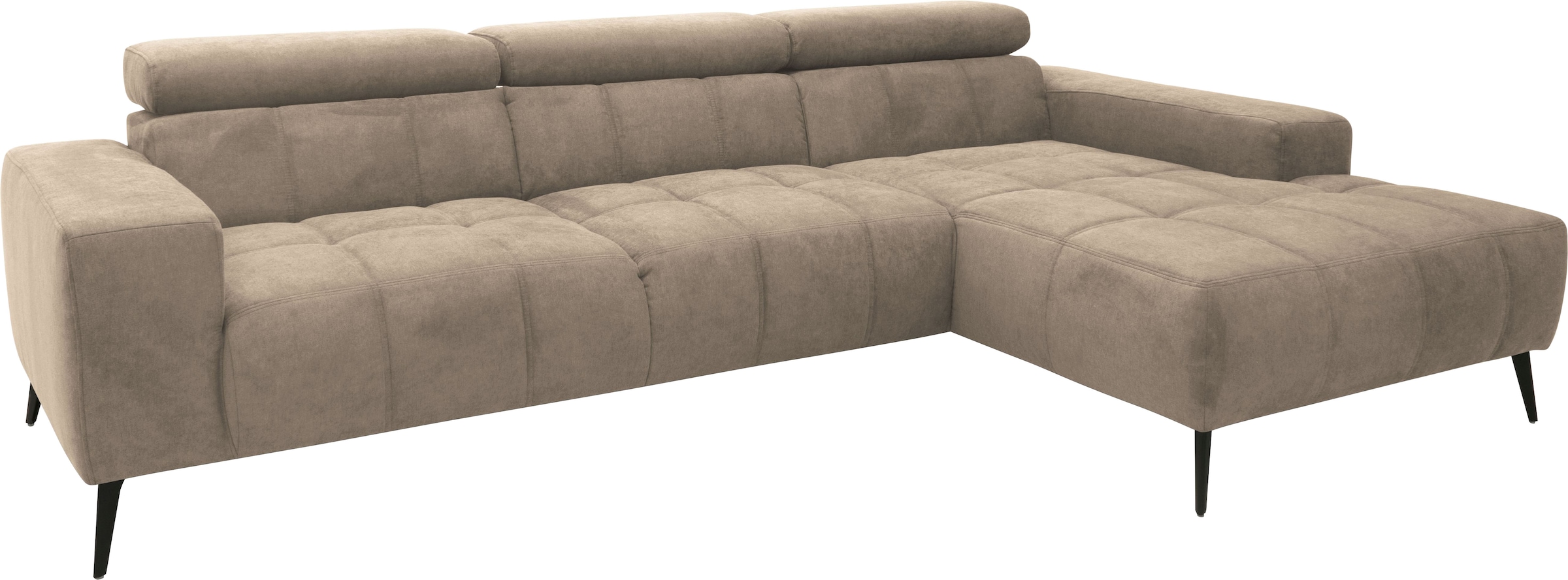 DOMO collection Ecksofa »Trento L-Form, mit Kufenfuss oder Einzelfuss«, wahlweise mit Kopfteilverstellung, Recamiere links/rechts bestellbar