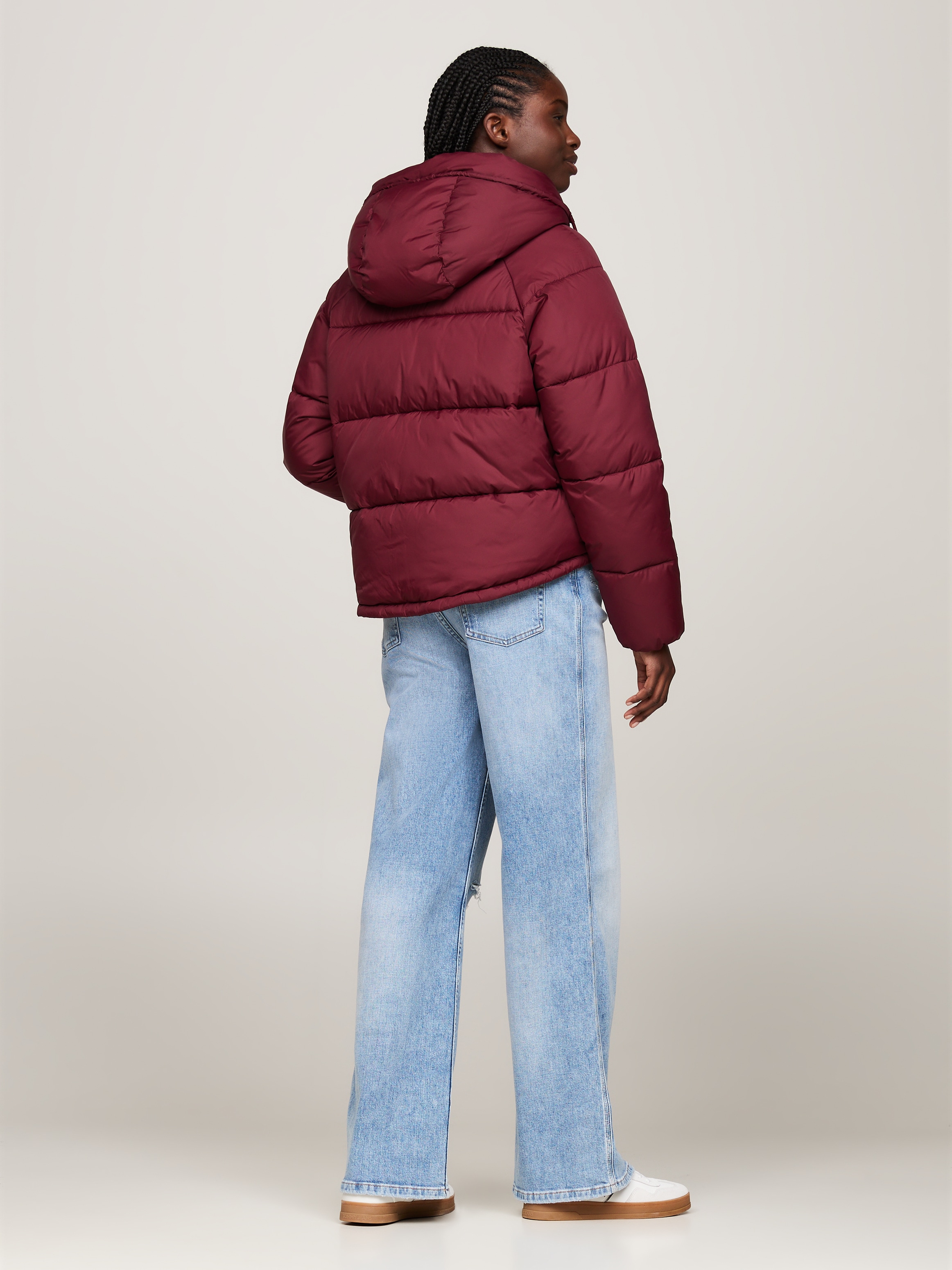 Tommy Jeans Curve Steppjacke »JW ASPEN PUFFER EXT«, mit Kapuze, mit hochschliessendem Kragen, Kapuze, Leistentaschen