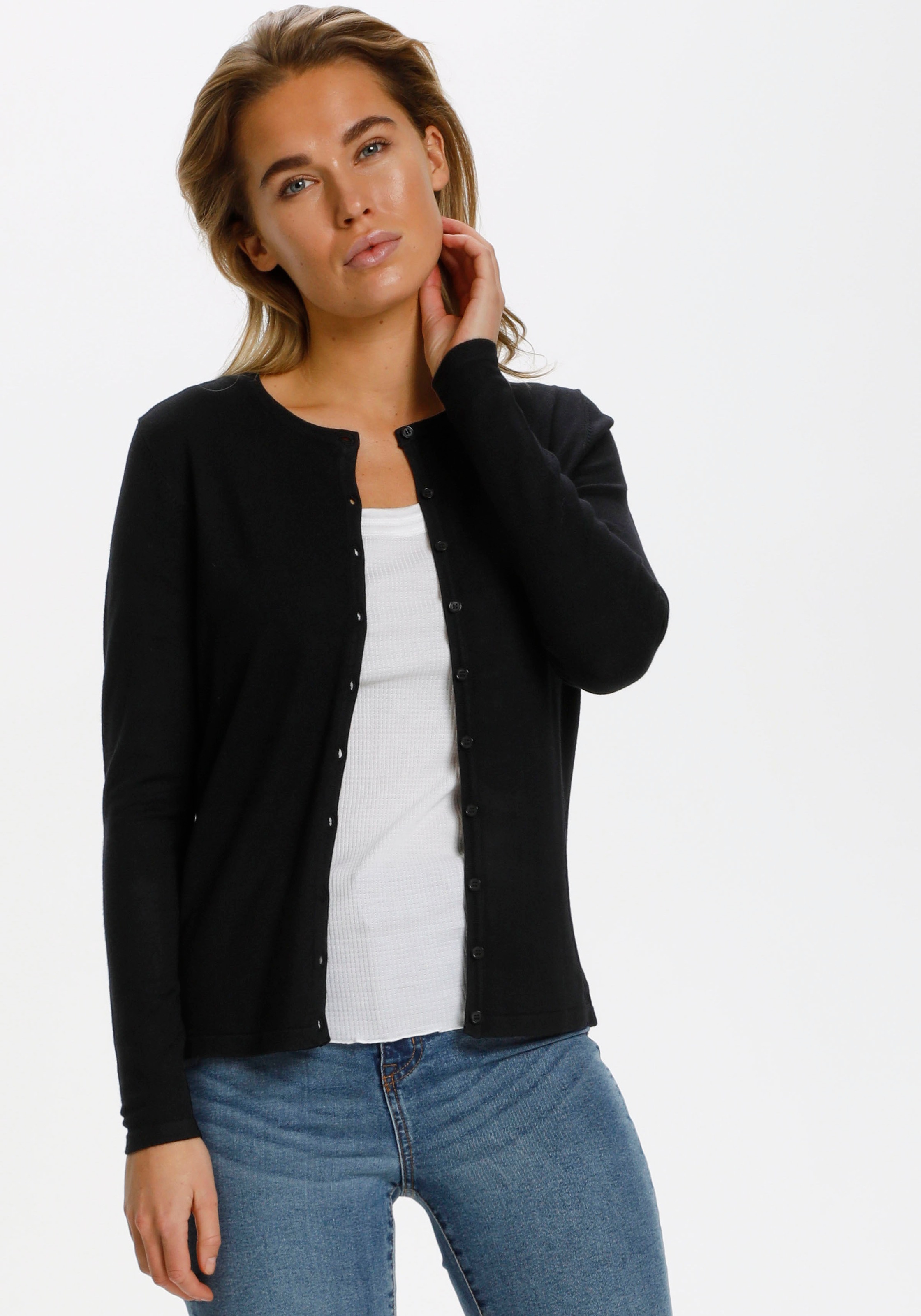 Saint Tropez Strickjacke »A8661, MilaSZ R-Neck Cardigan« Viskose Feinstrick, Classic Fit
