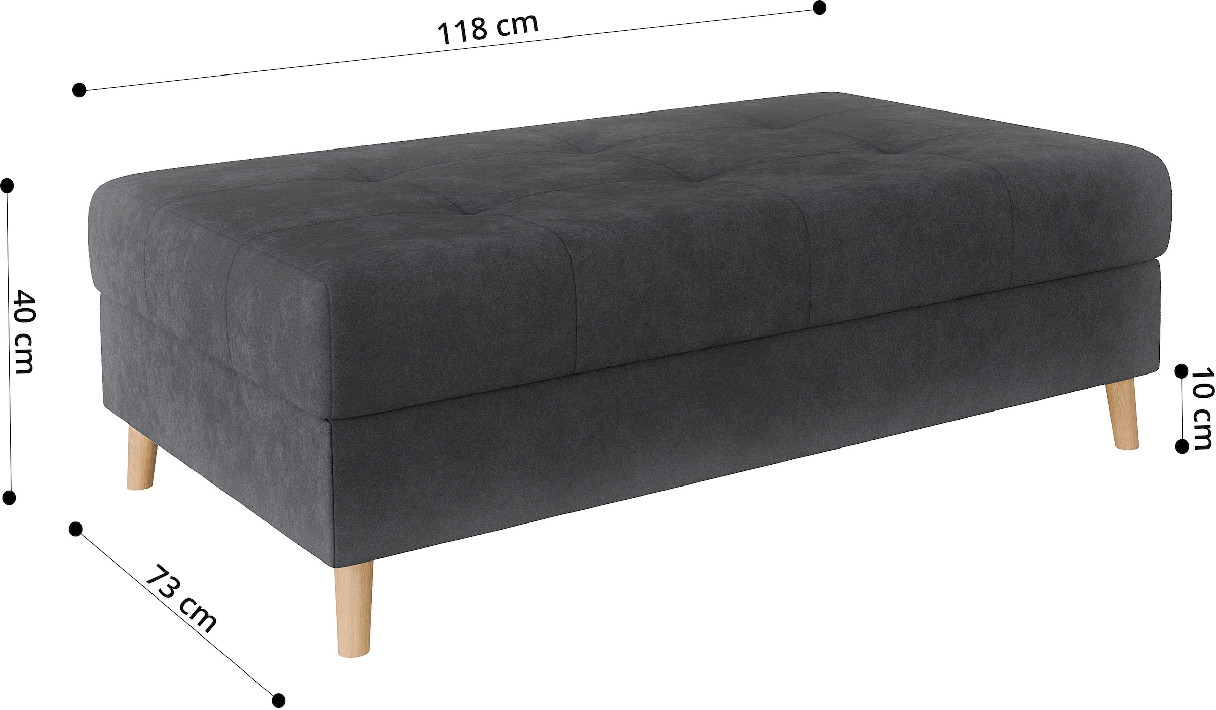 Home affaire Polsterhocker »CHARRE XXL, Steppung im Sitzbereich, Masse: B/T/H: 118/73/40 cm«, passend zur Serie CHARRE, auch in Cord und Bouclé