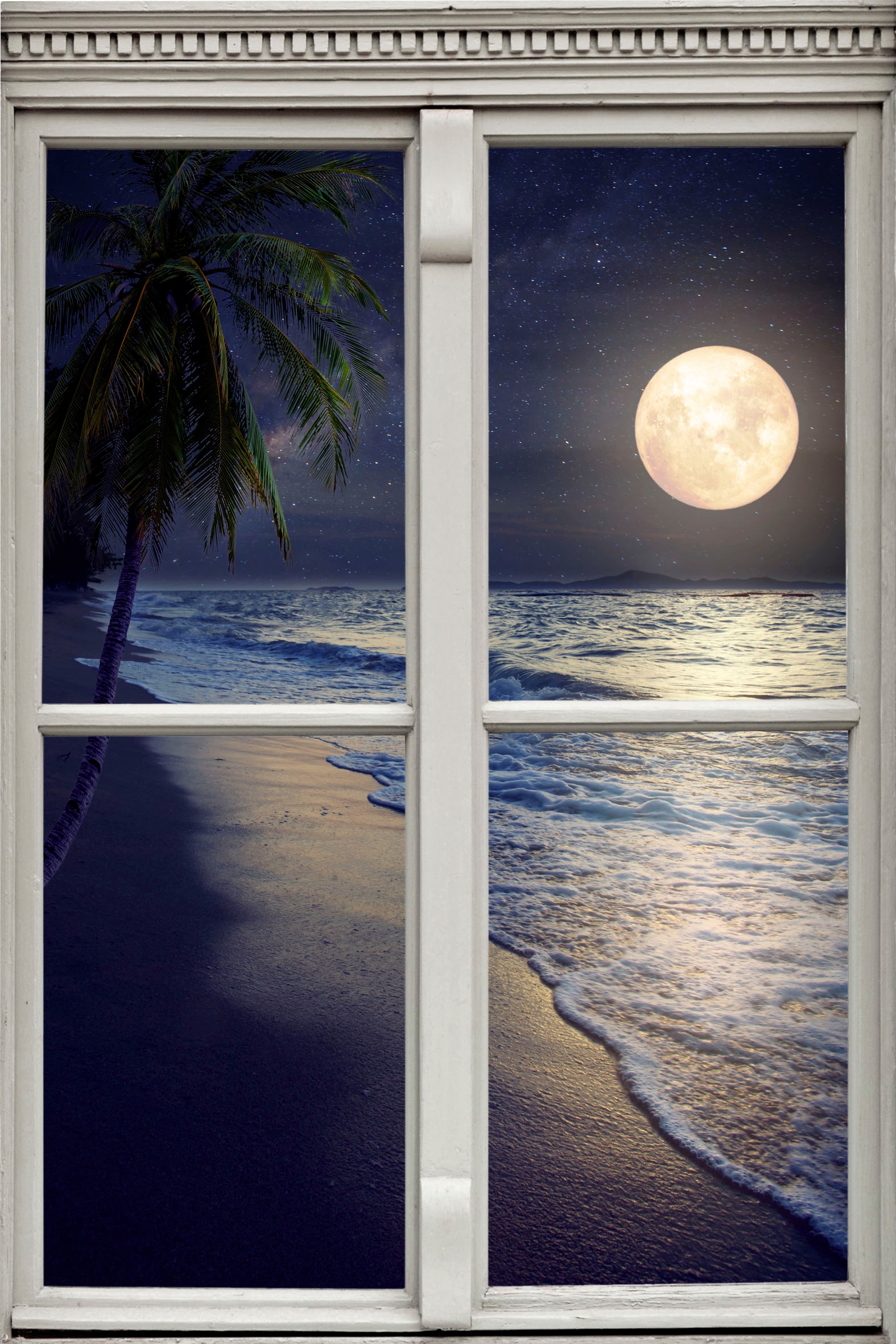 queence Wandsticker "Vollmond" Wandsticker, Wandbild, selbstklebend, 3D, Fenster
