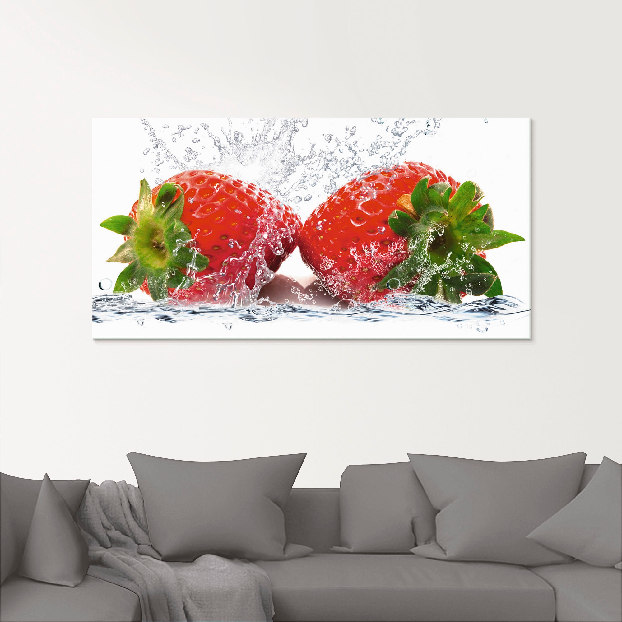 Artland Glasbild »Erdbeeren mit Spritzwasser«, Lebensmittel, (1 St.), in verschiedenen Grössen