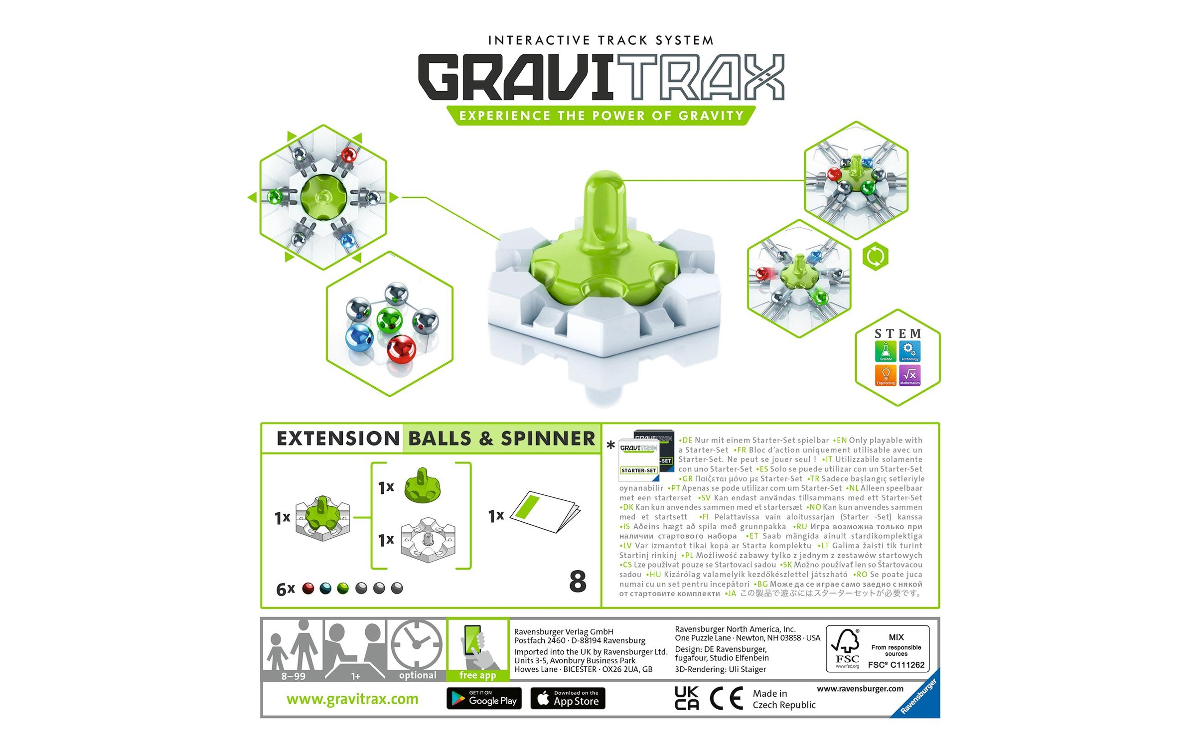 Ravensburger Kugelbahn »GraviTrax Balls & Spinner«, (8 tlg.)