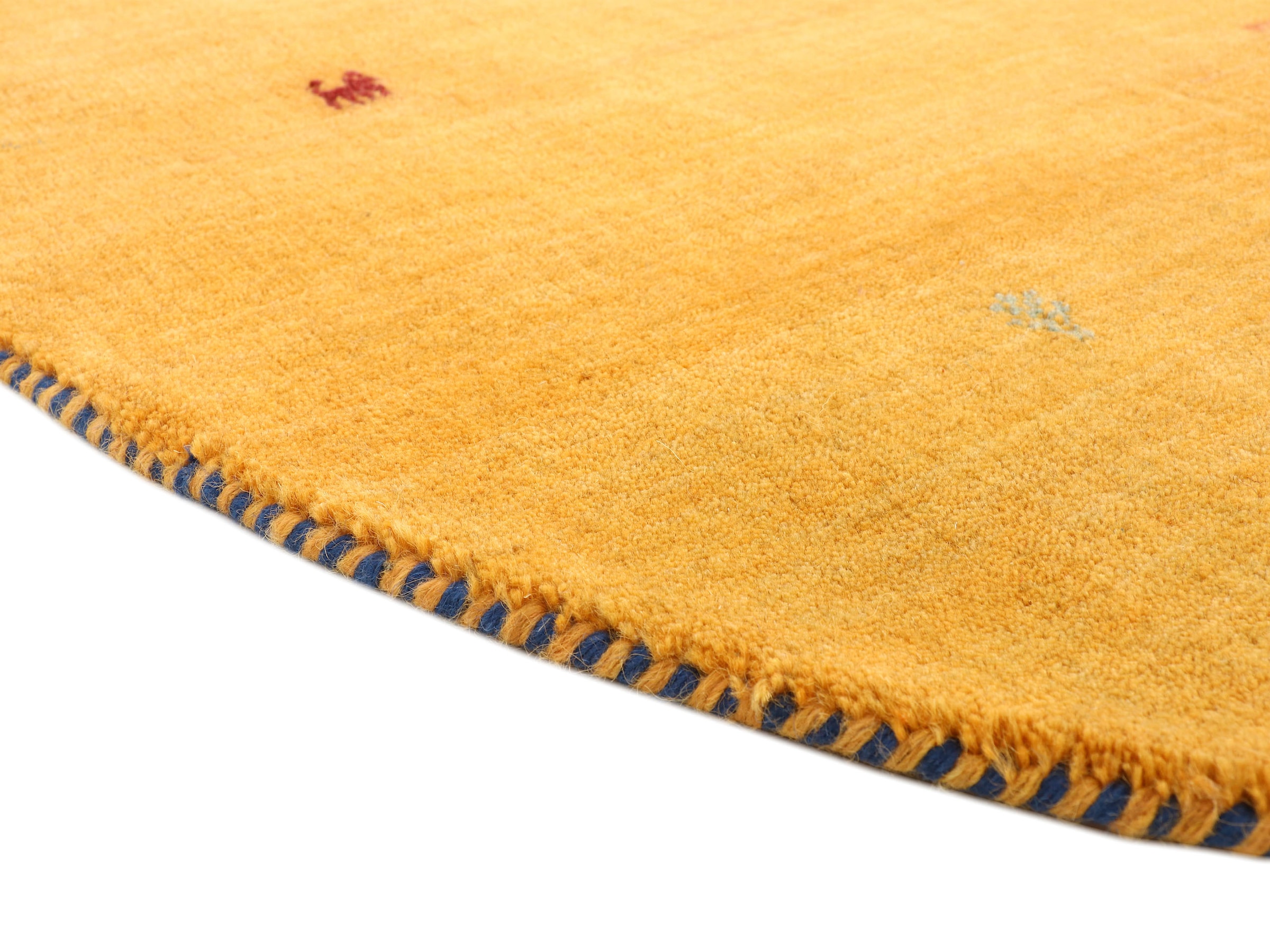 carpetfine Wollteppich »Gabbeh Uni«, rund, 15 mm Höhe, reine Wolle handgewebt, Gabbeh Tiermotiv warmes Raumklima viele Grössen