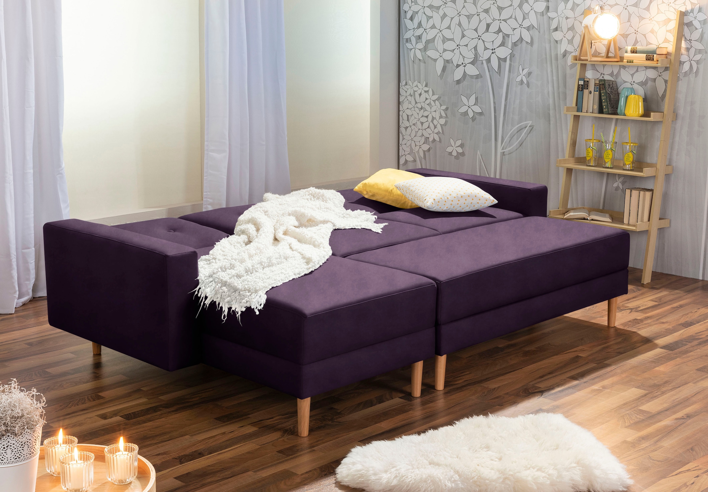 Max Winzer® Ecksofa »Just Chill«, Schlafsofa mit Recamiere, Rückenverstellung, inklusive Stauraumhocker