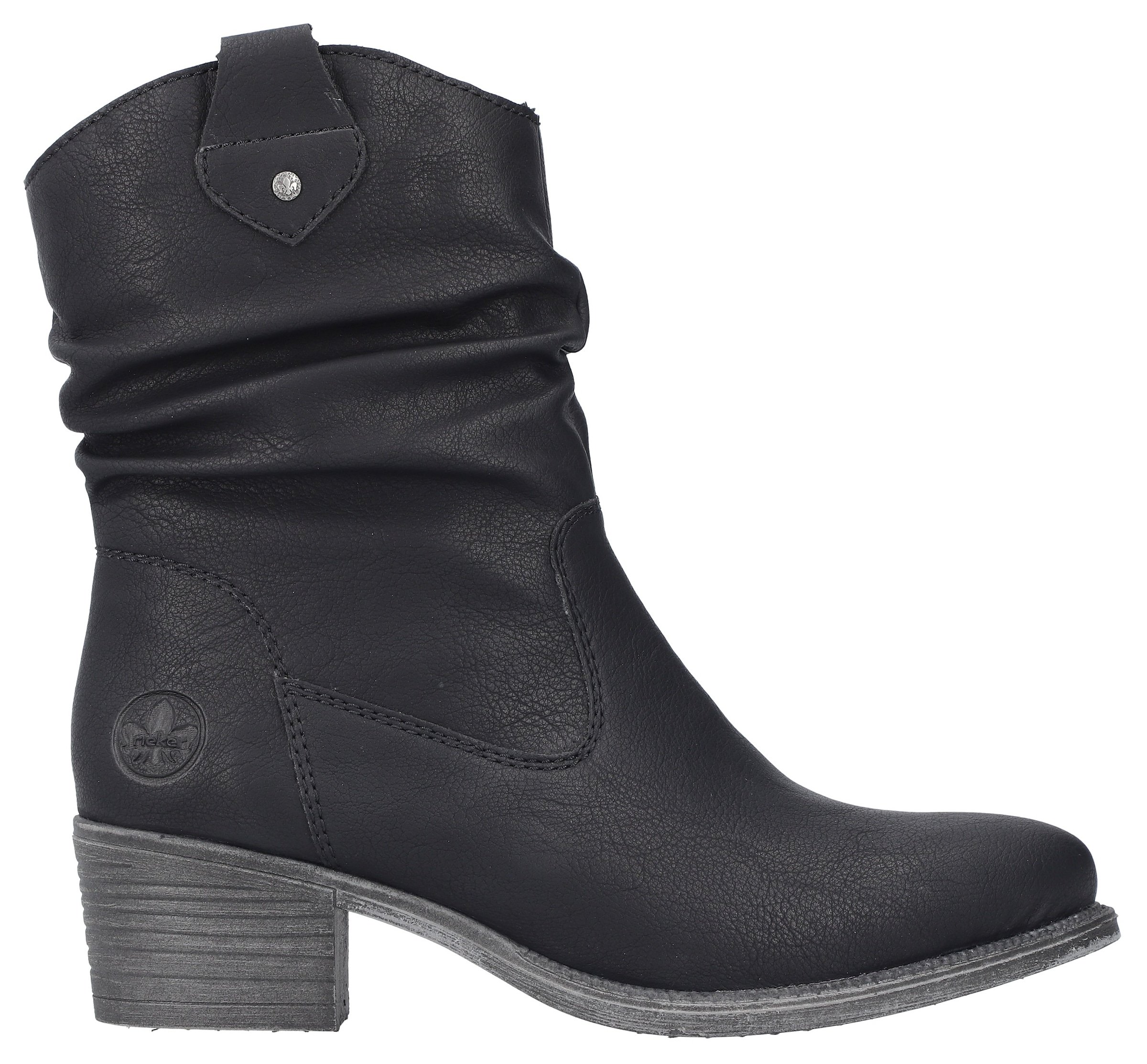 Rieker Westernstiefelette, Cowboyboots, slouchy Schaft, Blockabsatz, mit Innen-Reissverschluss