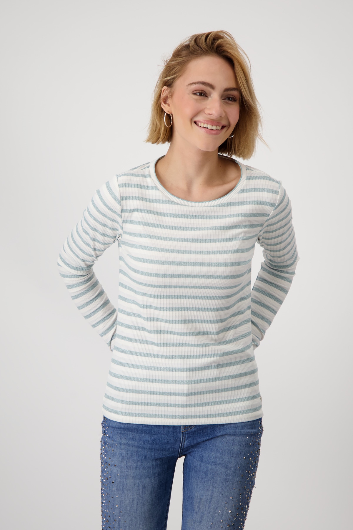 Monari Rundhalsshirt mit Streifen