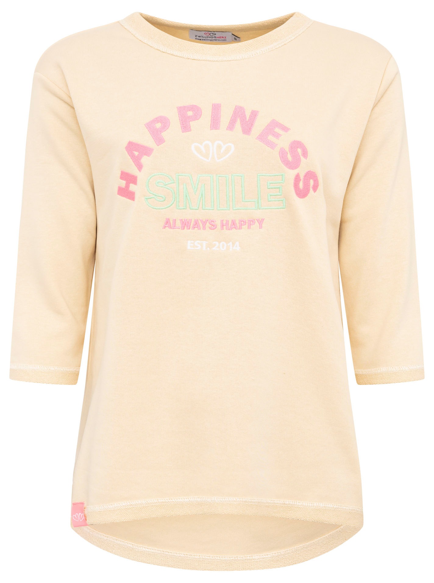 Zwillingsherz Langarmshirt »"Smile"« 3/4-Arm, Rundhalsausschnitt, Stickerei
